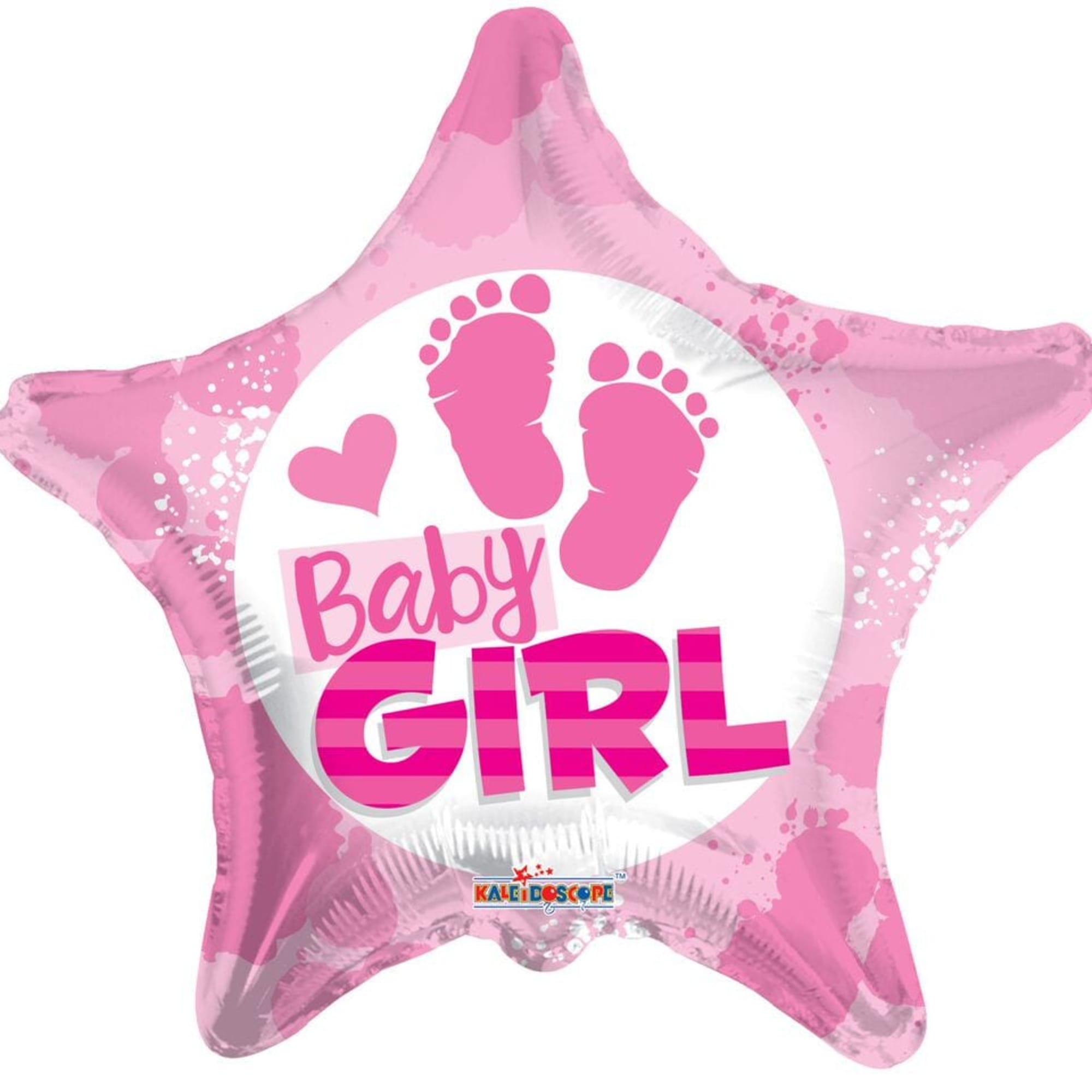 18" Baby girl mylar balloon. Filled with helium. Stays afloat up to