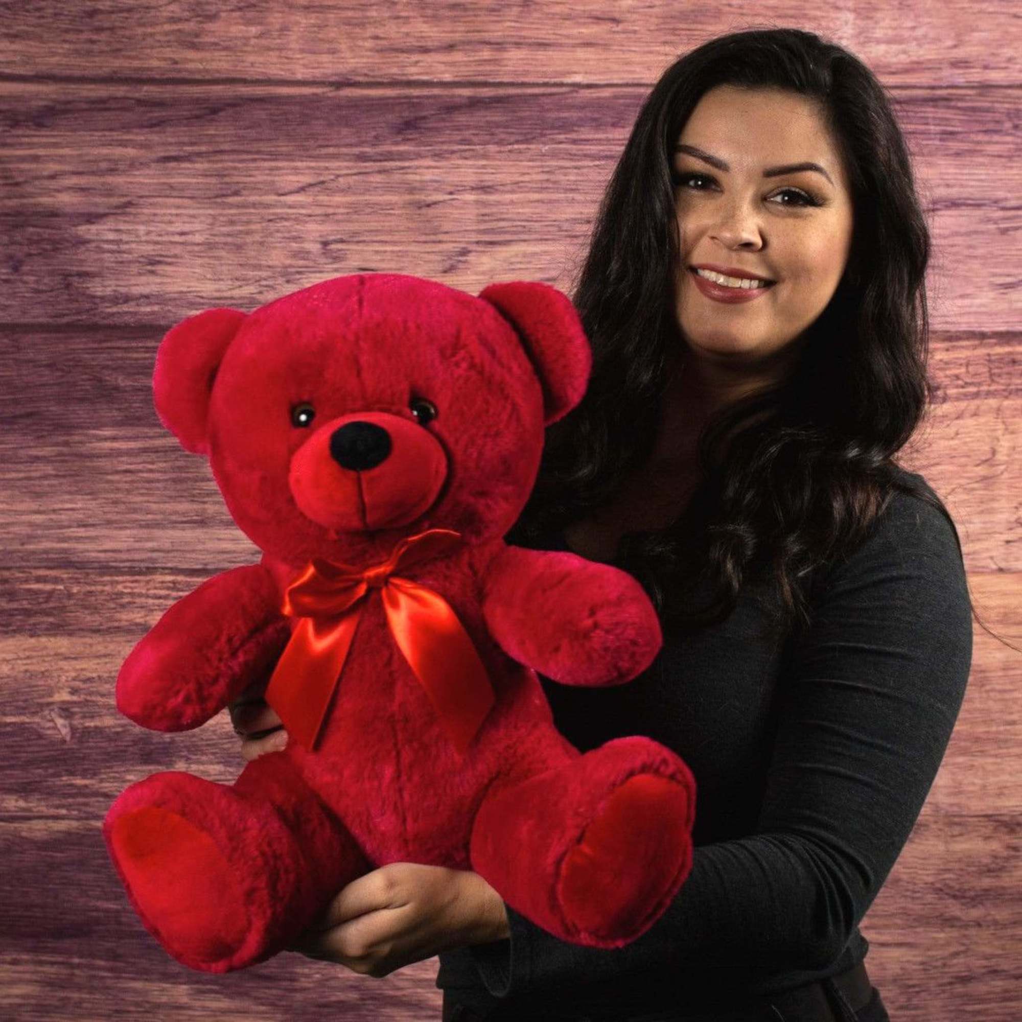 The color of love! Strawberry red bear in 6", 9", and 14"