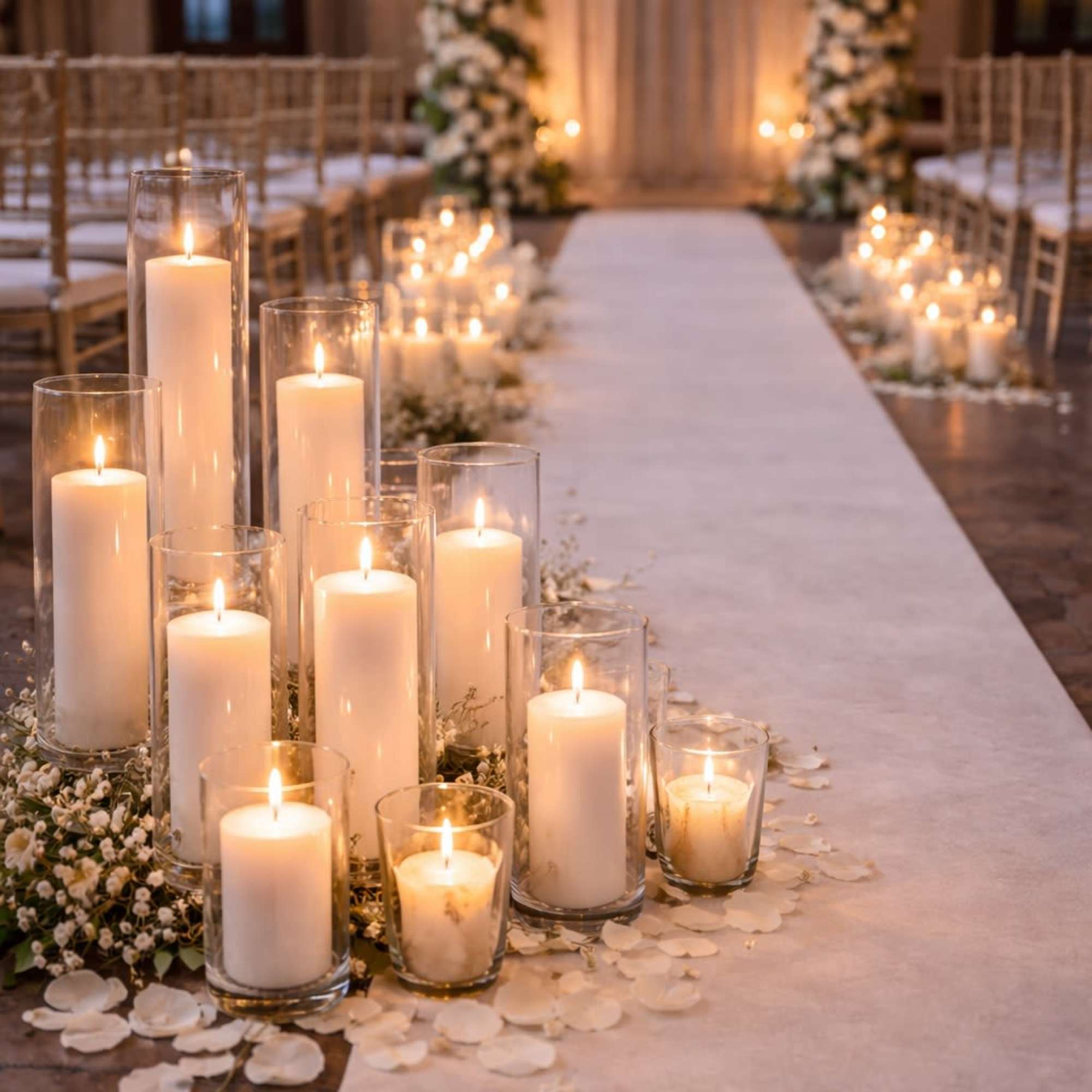 Rent our Sand Wax Candle Floor Sets to elevate your event with