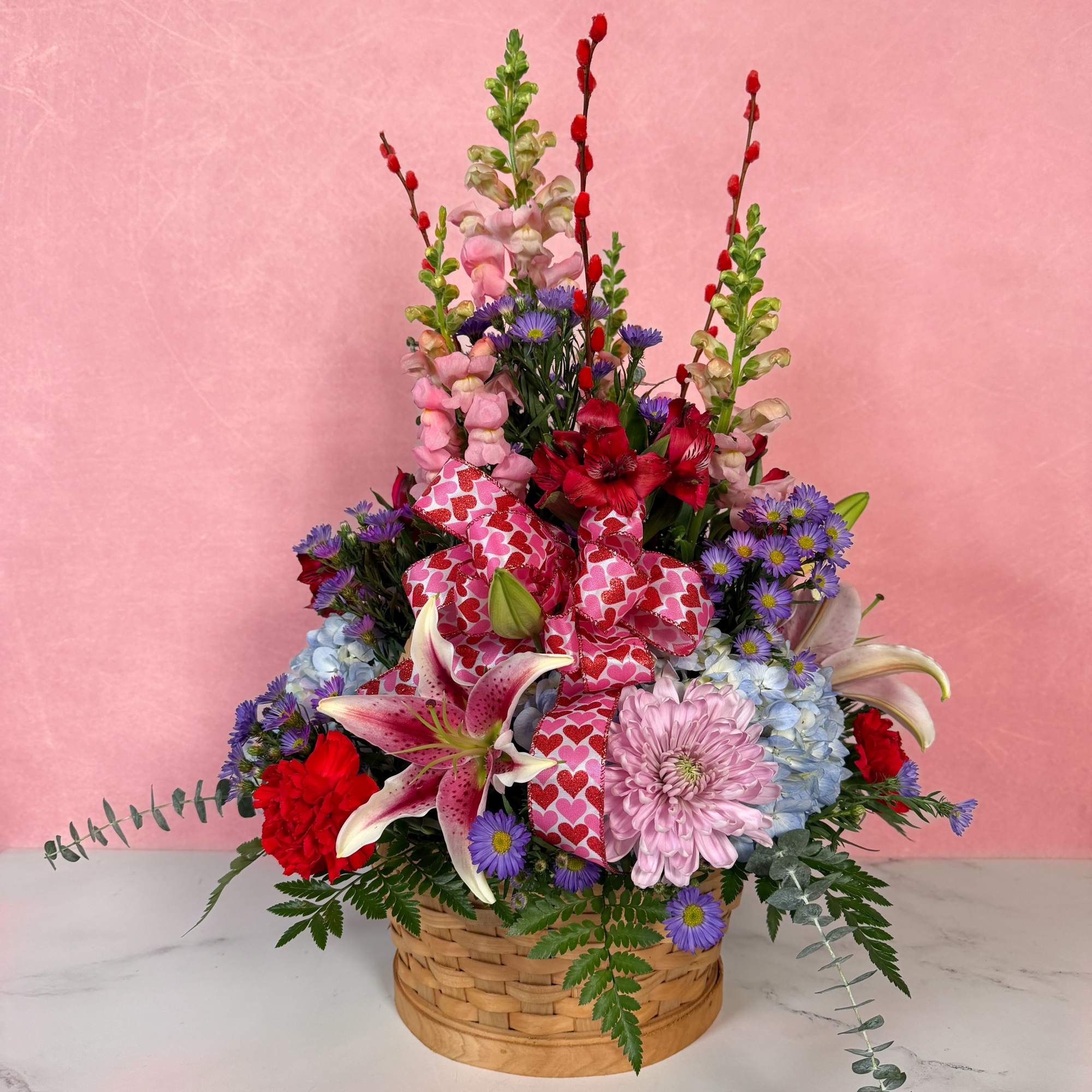 Our Basket of Love is a grand display of affection, with a