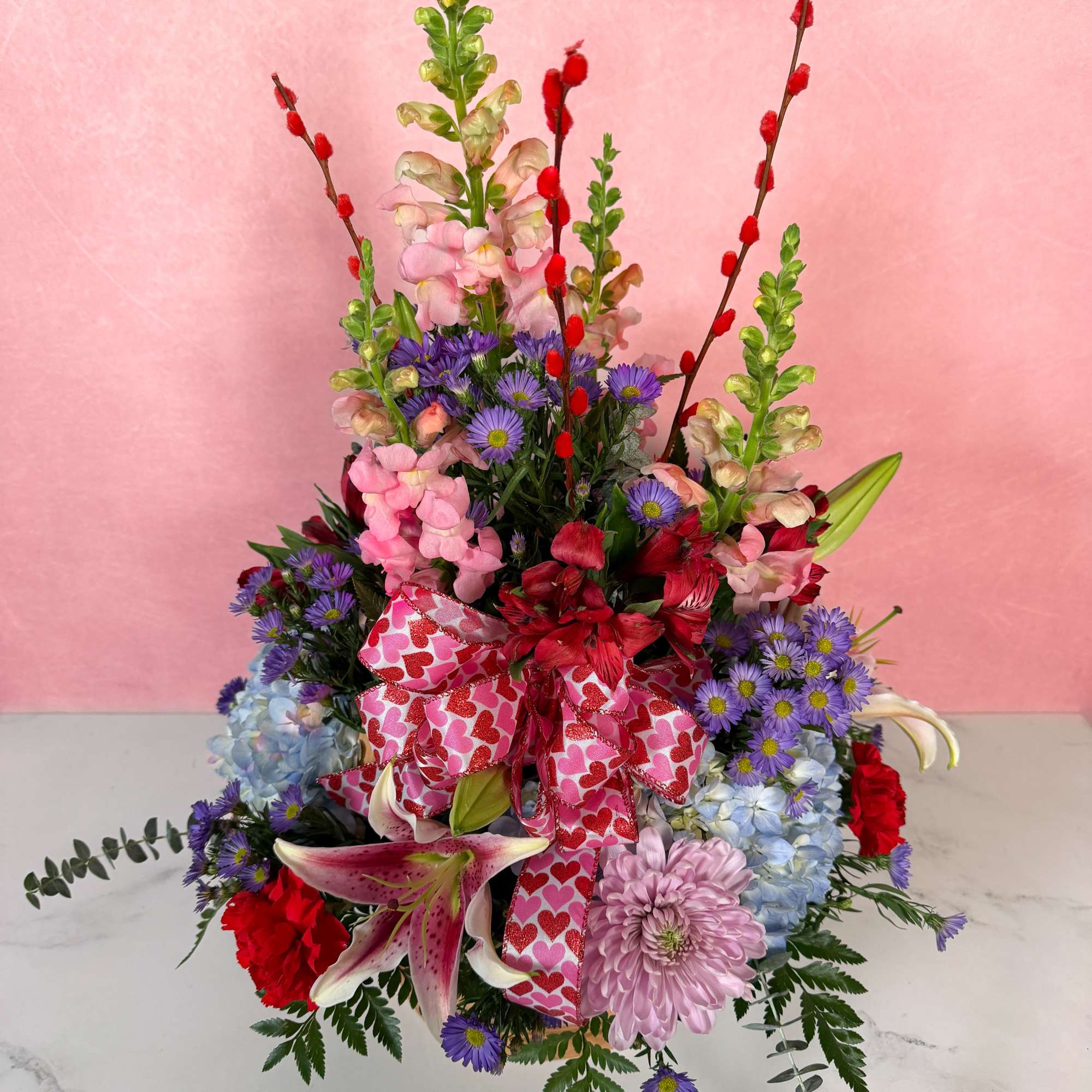 Our Basket of Love is a grand display of affection, with a