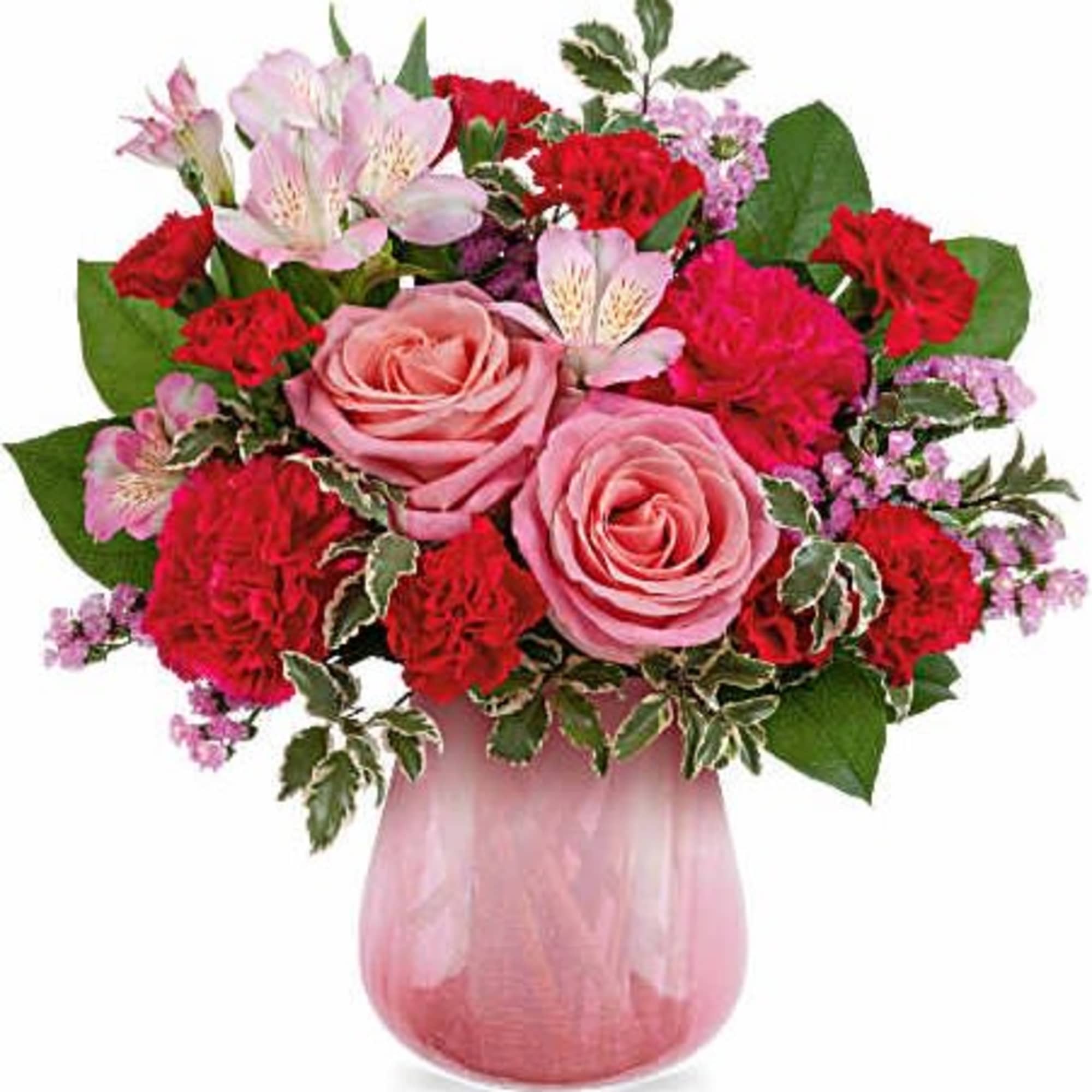 Radiating soft sophistication, Teleflora's Pretty In Petal Bouquet blends pink roses, alstroemeria
