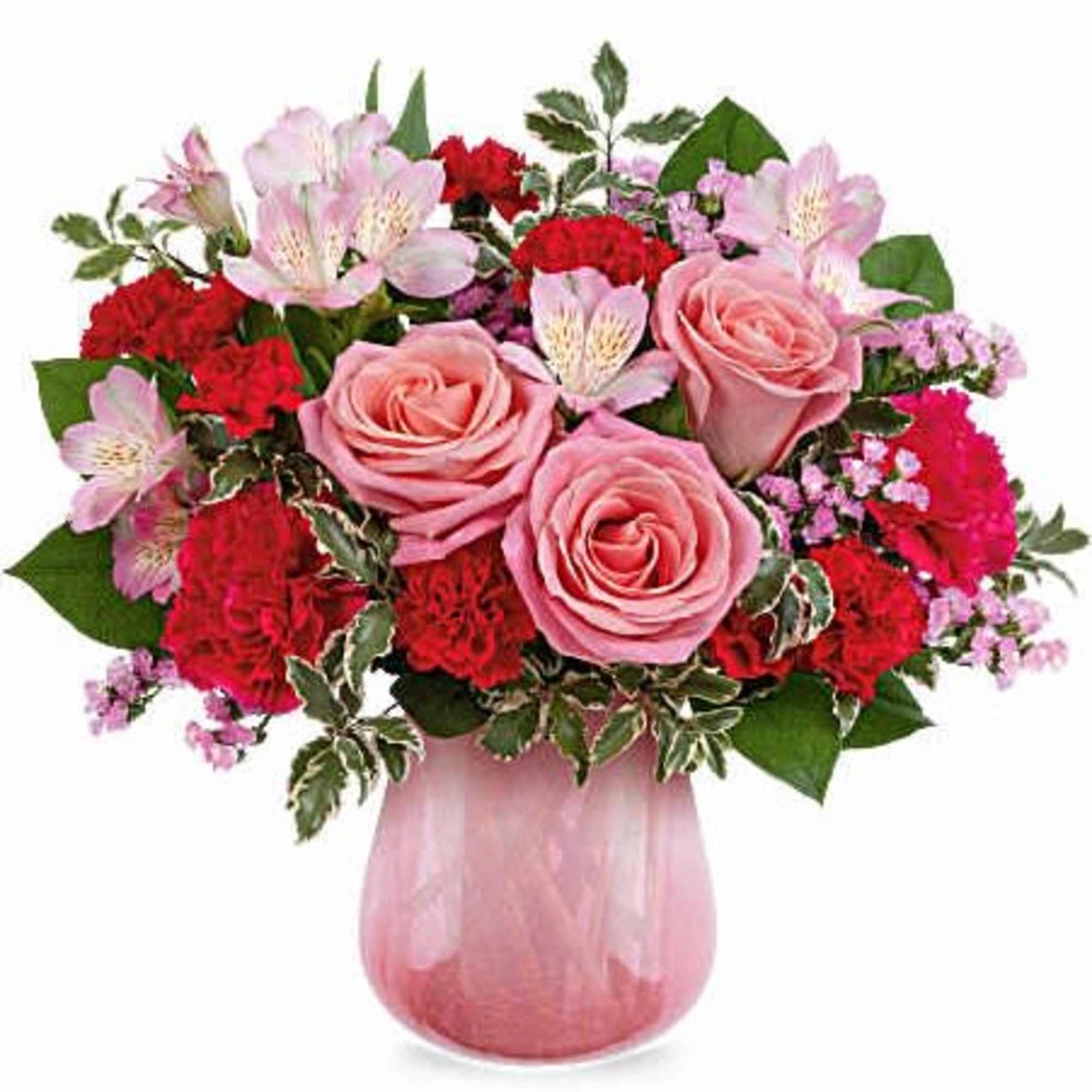 Radiating soft sophistication, Teleflora's Pretty In Petal Bouquet blends pink roses, alstroemeria