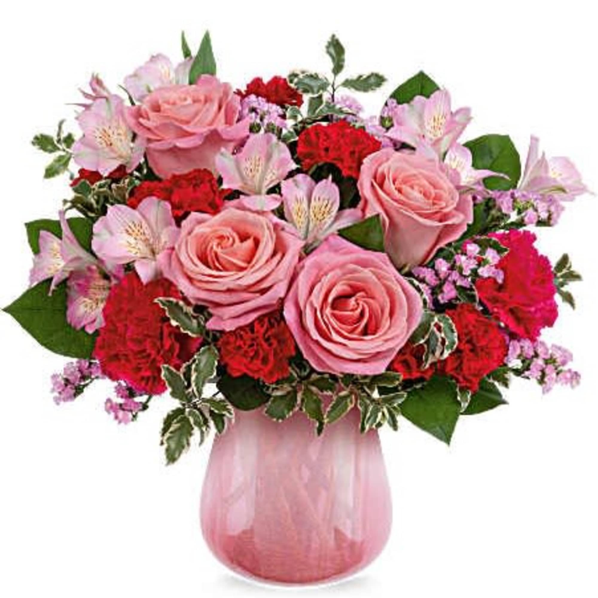 Radiating soft sophistication, Teleflora's Pretty In Petal Bouquet blends pink roses, alstroemeria