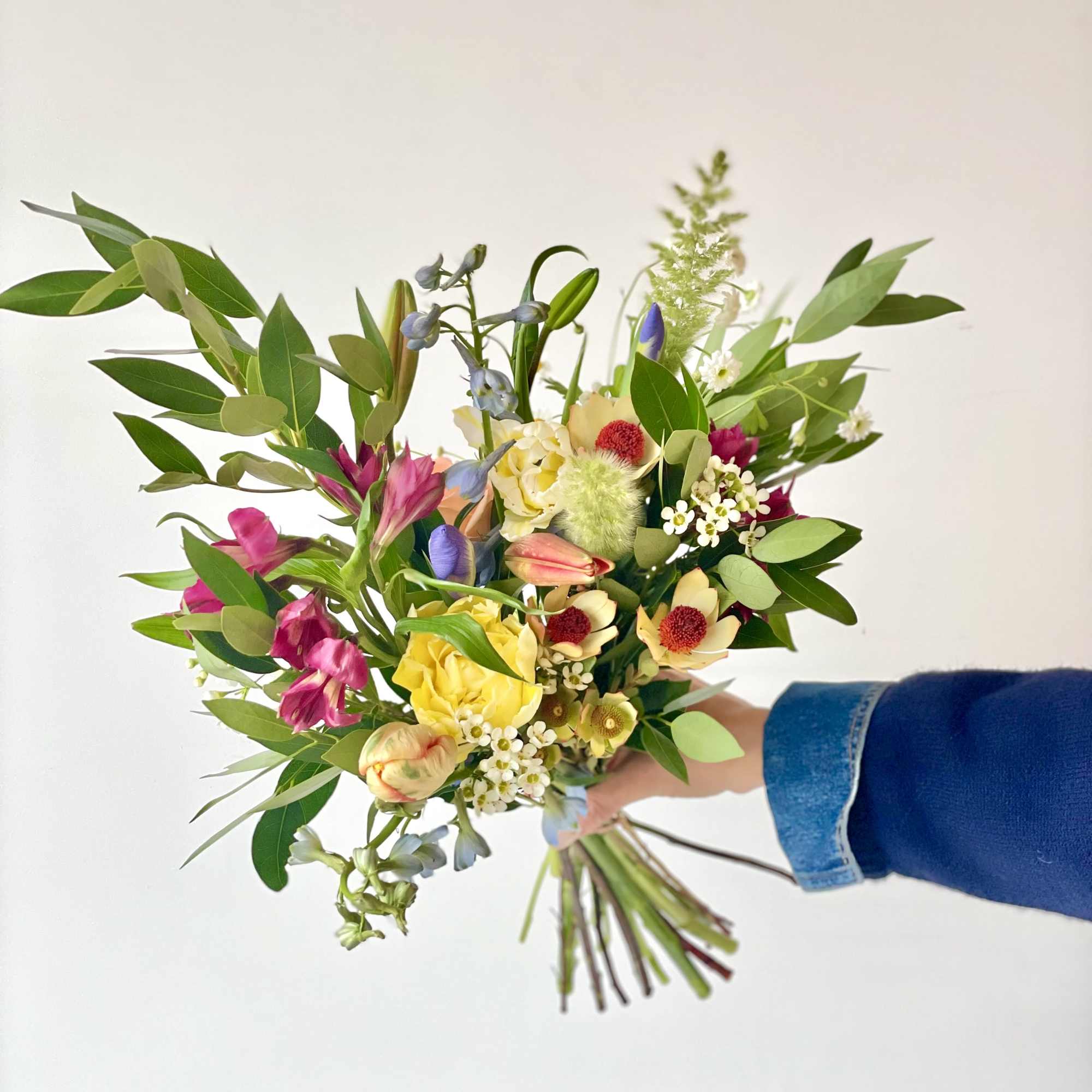 These petite bouquets are thoughtfully arranged with fresh, seasonal blooms chosen by