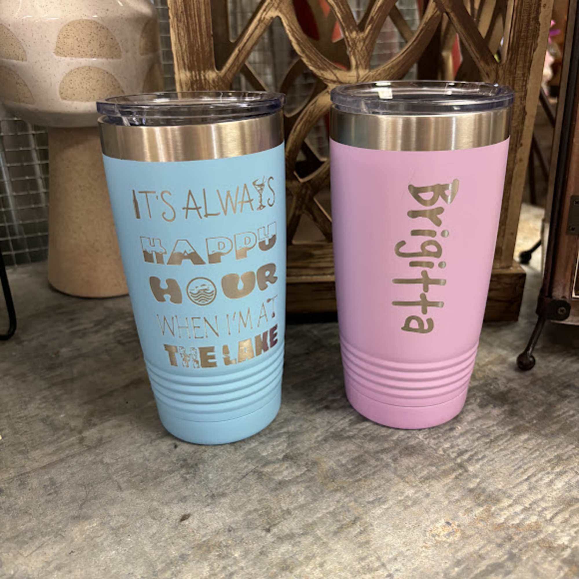 design your own 20oz tumbler - comes in a variety of colors.
