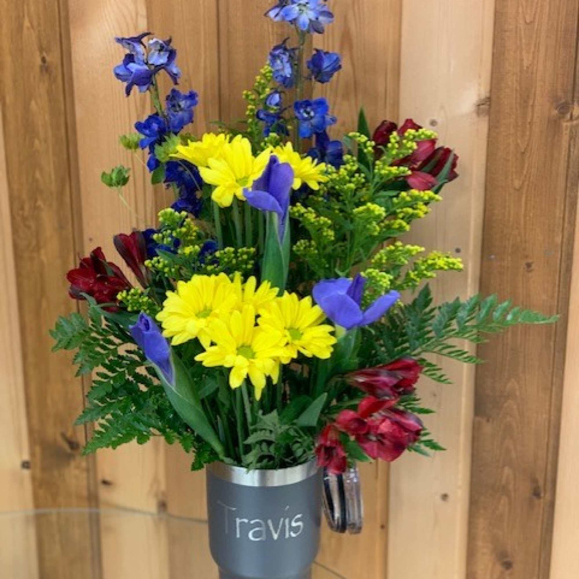 Summery Sunflower Stainless Steel Tumbler Bouquet 

Brighten someone&rsquo;s day with this cheerful