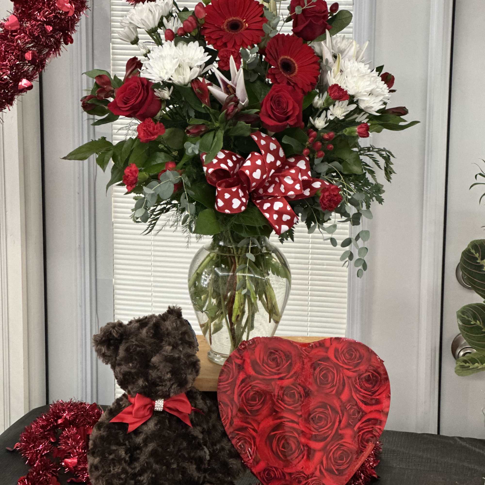 Endless Love with 8oz Heart-shaped Chocolates and 14" Plush Barley Bear (random