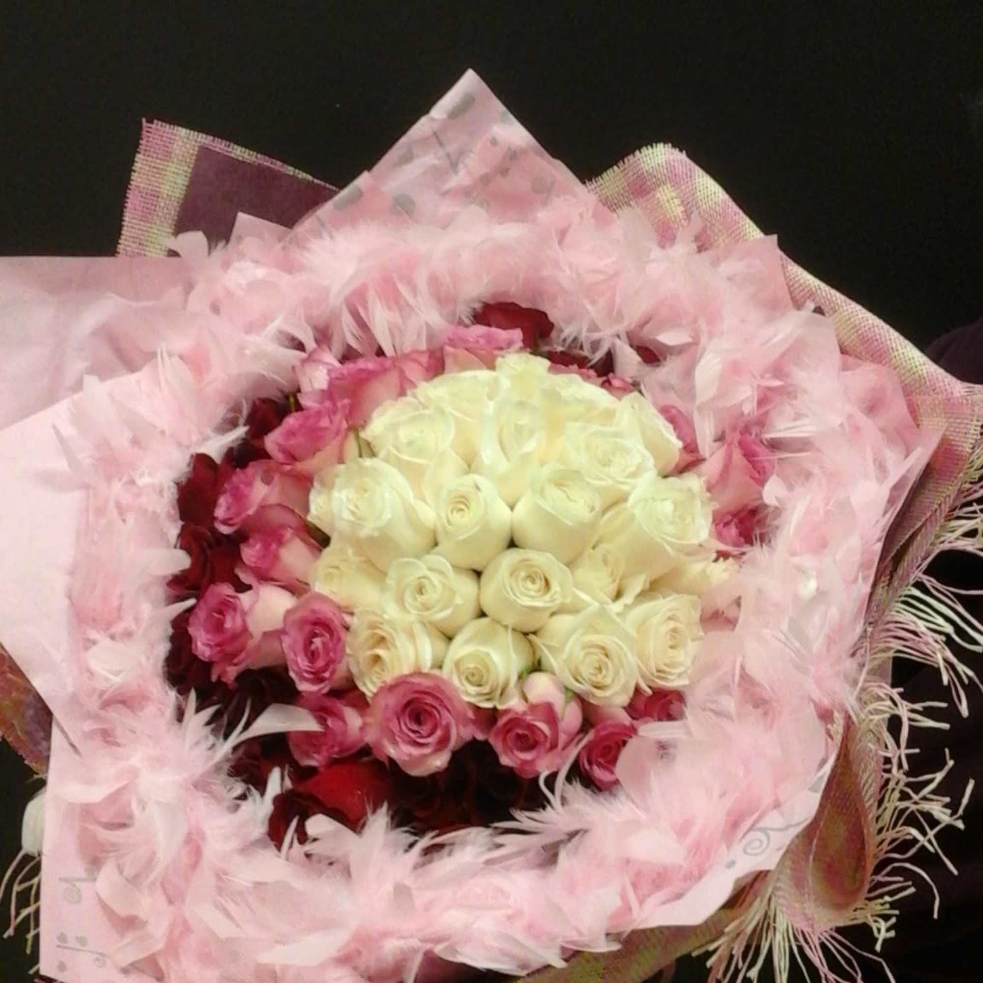 Pink and white Roses wrapping in  the beautiful craft paper 