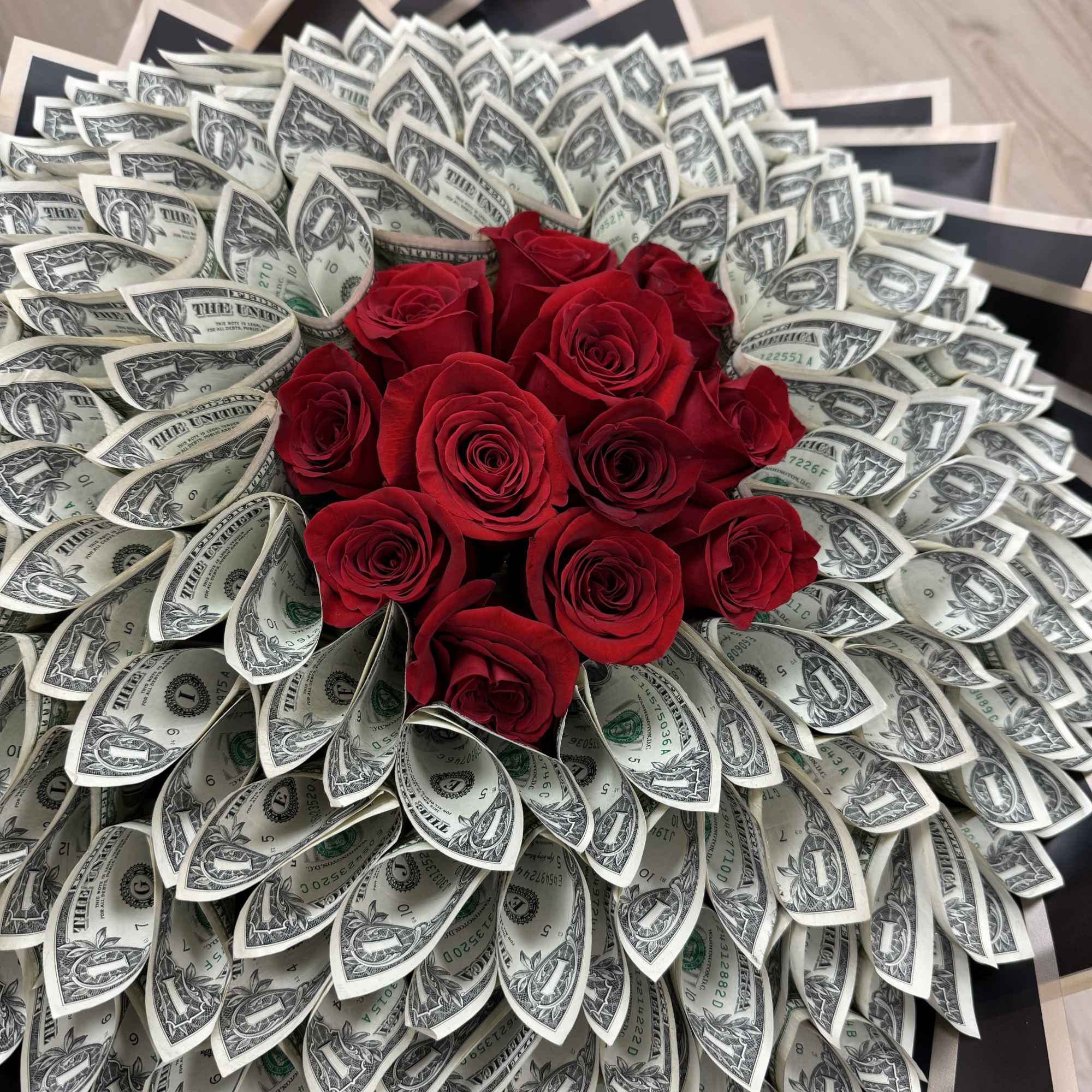 BOUQUET OF $50 SINGLES $1 RAPPING IN YOUR COLOR PAPER FAVORITE