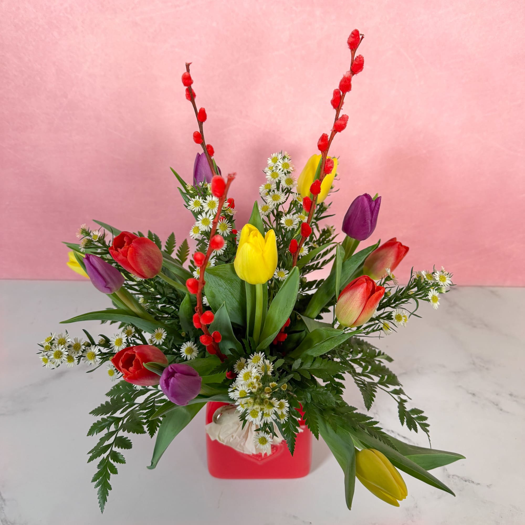 Give your valentine a burst of spring with our Treasured Tulips! Assorted