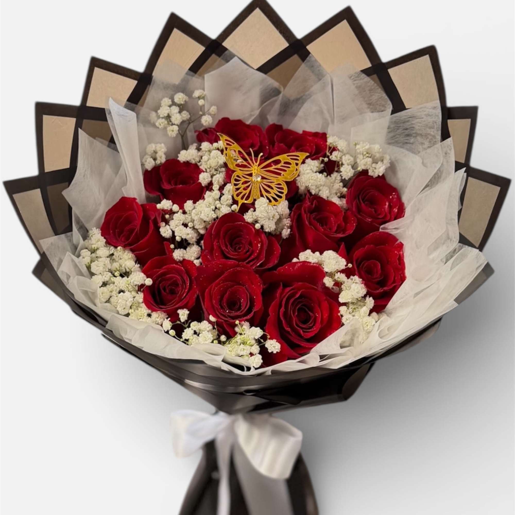 Round Mixed Rose Bouquet in Korean Paper, Please specify the color of