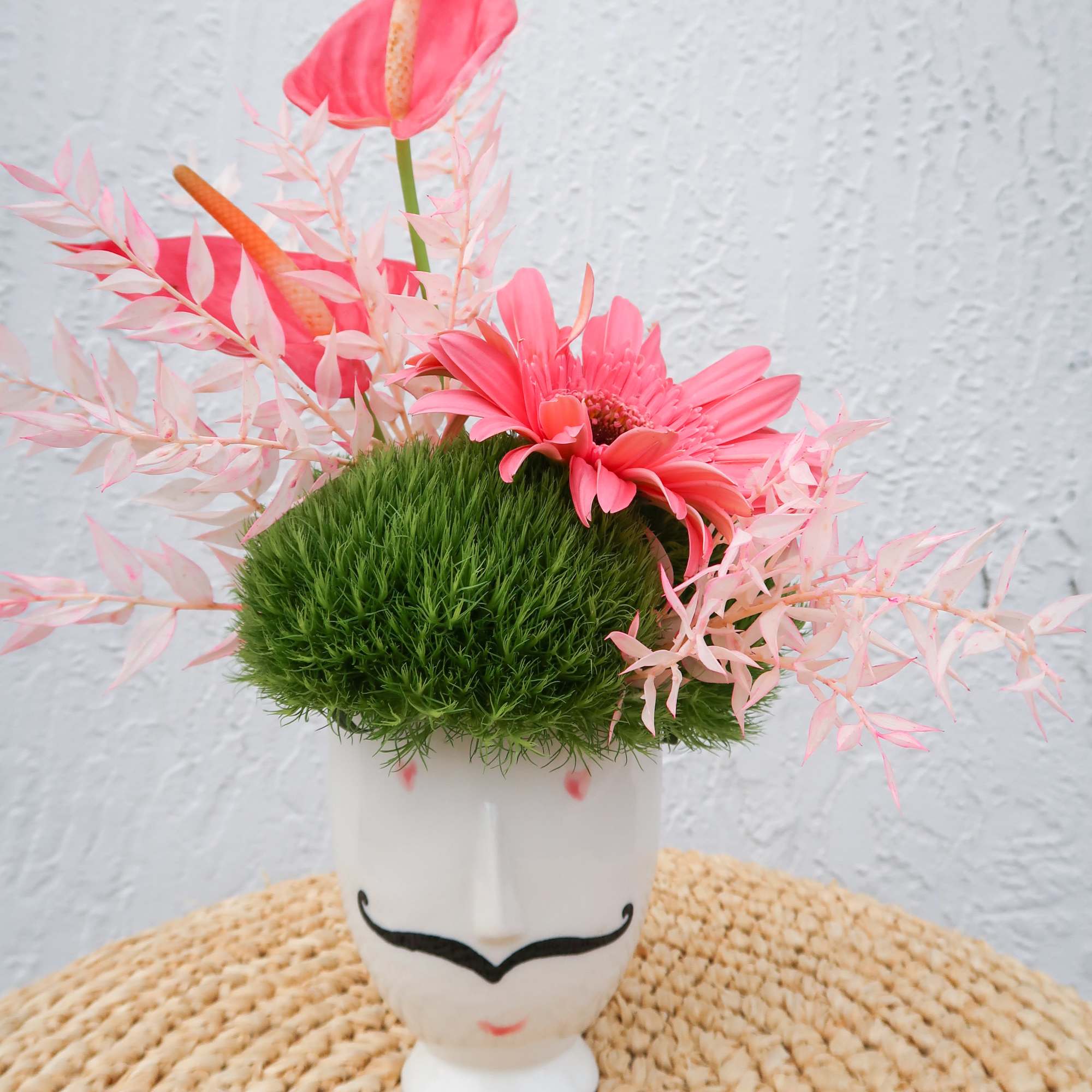 Monsieur is a groovy mix of tropical and bubble gum pink! Perfect