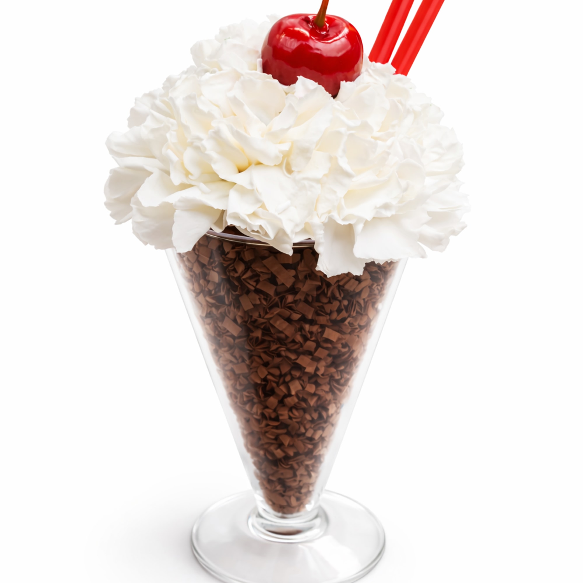 A floral twist on a classic soda-fountain treat.

These milkshake-inspired flower towers are