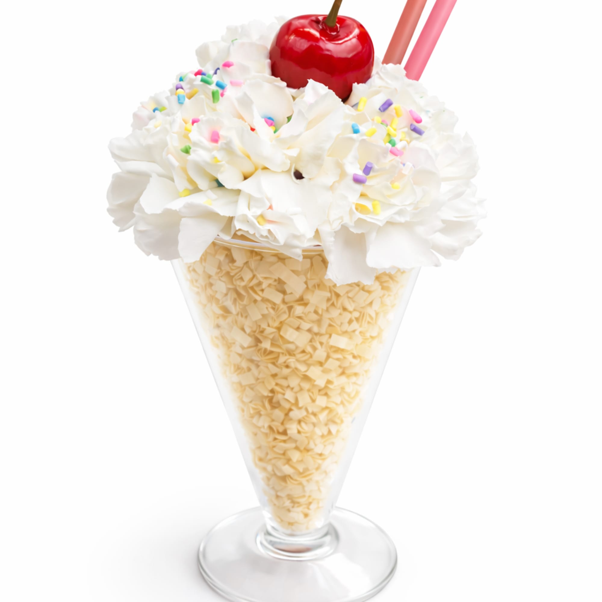 A floral twist on a classic soda-fountain treat.

These milkshake-inspired flower towers are