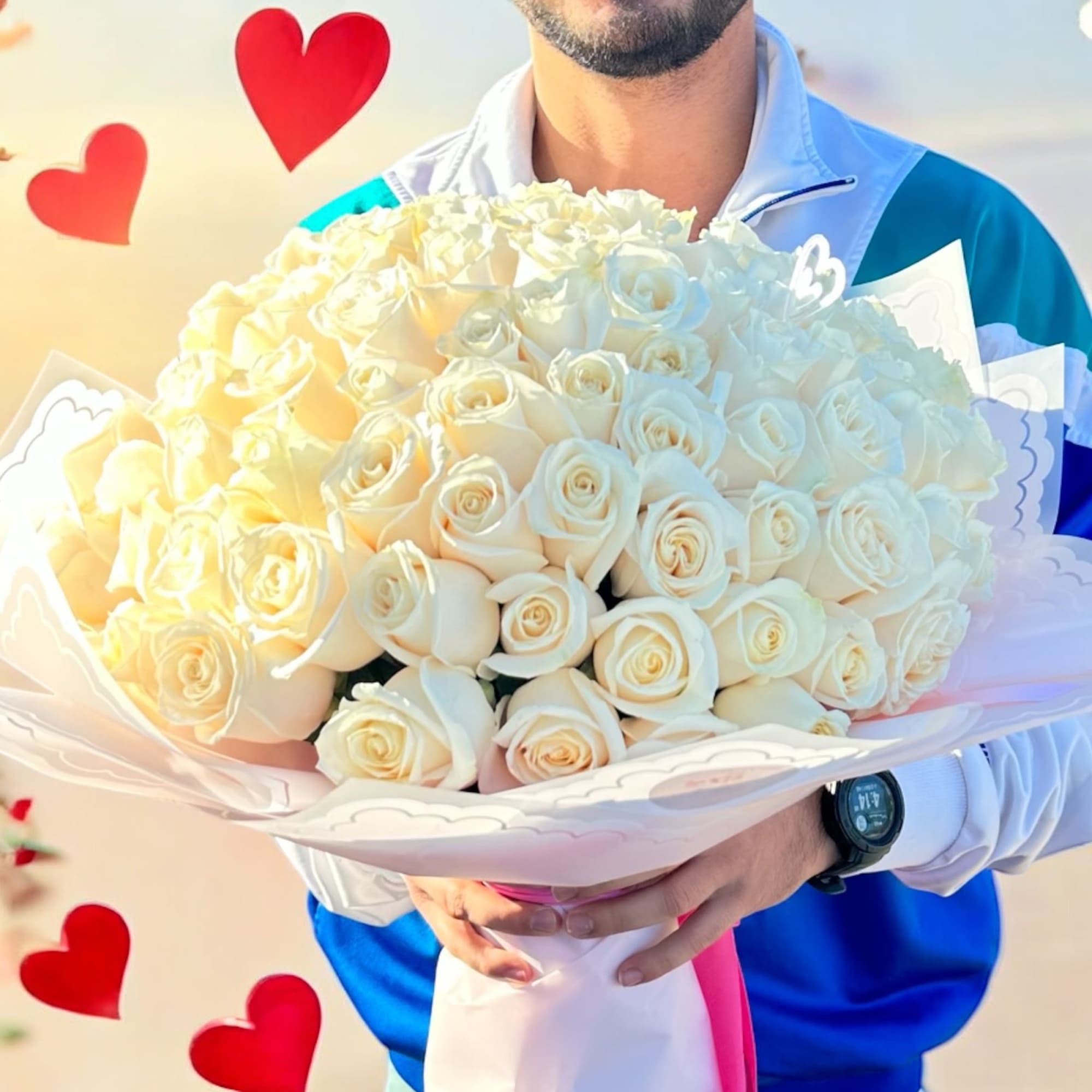 The Ramo Buch&oacute;n 100 Wrapped Roses Arrangement is a luxurious floral statement