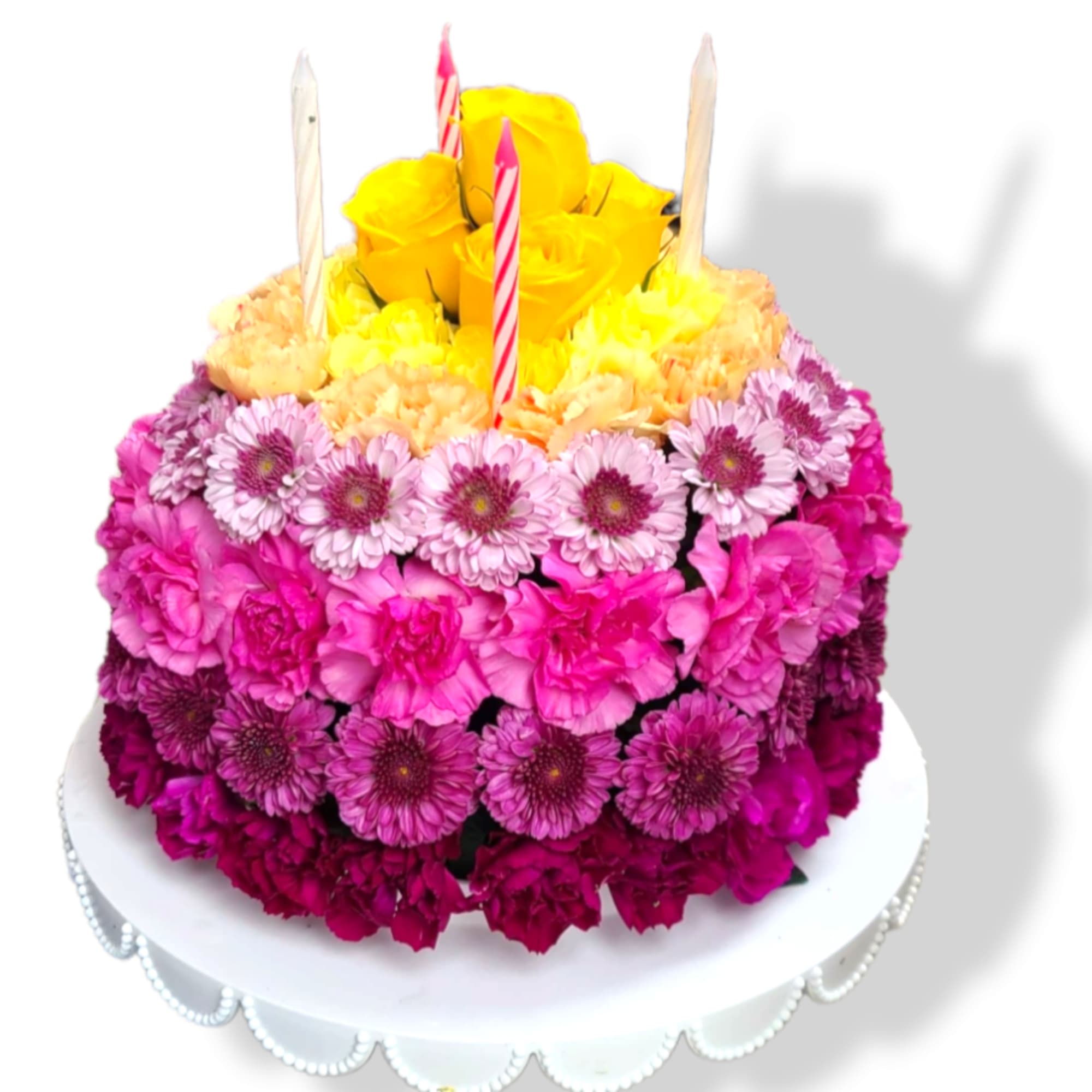 They'll never forget this incredible birthday surprise! Spray roses, pompons and mums