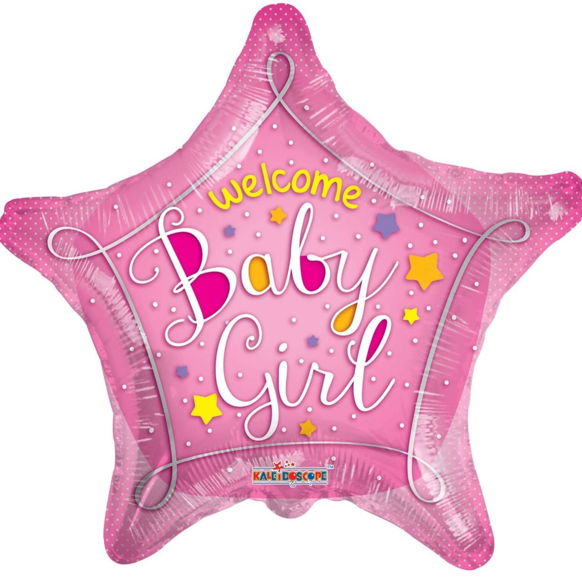 18" Baby girl mylar balloon. Filled with helium. Stays afloat up to