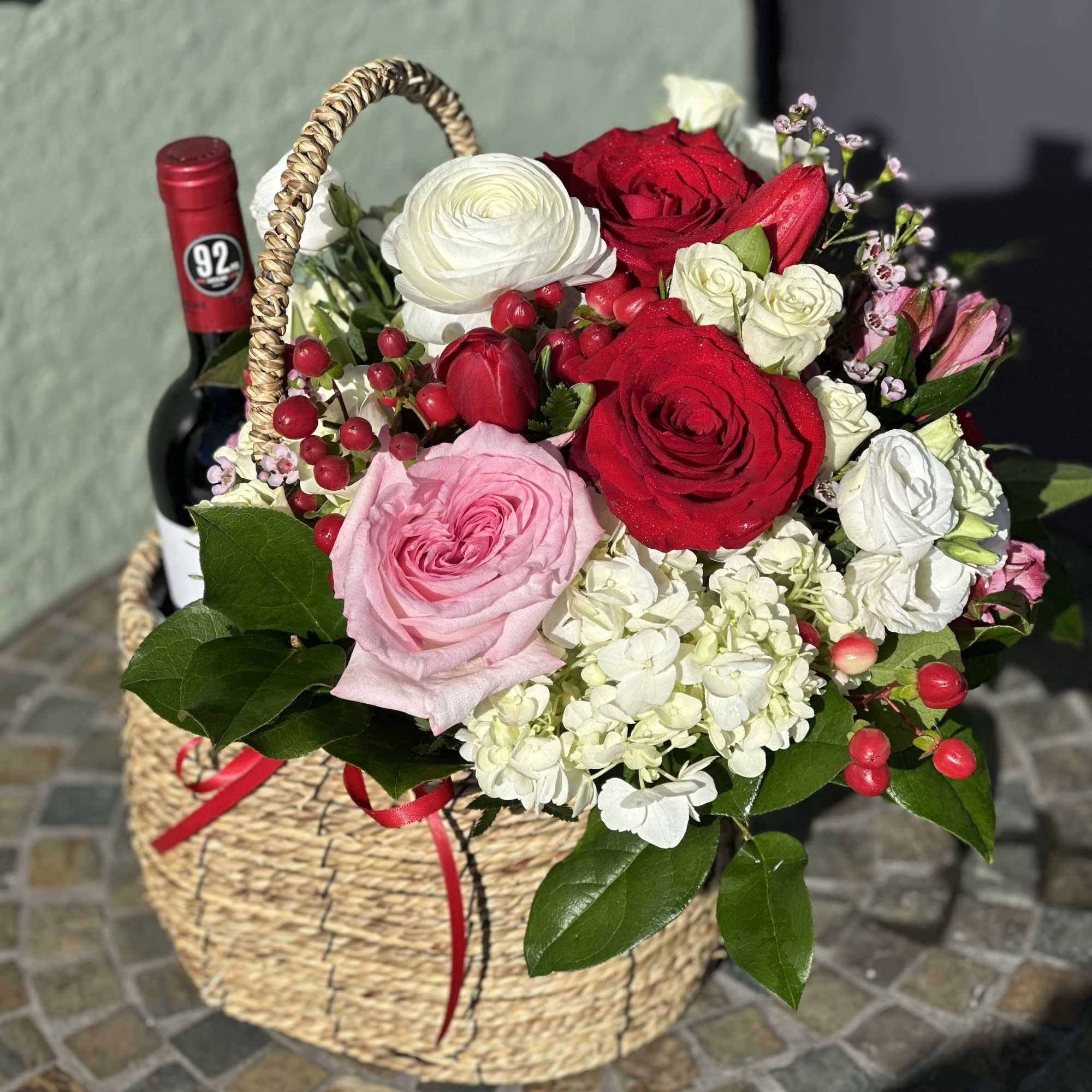 This exceptionally unique (and practical!) design in a basket combines a vase