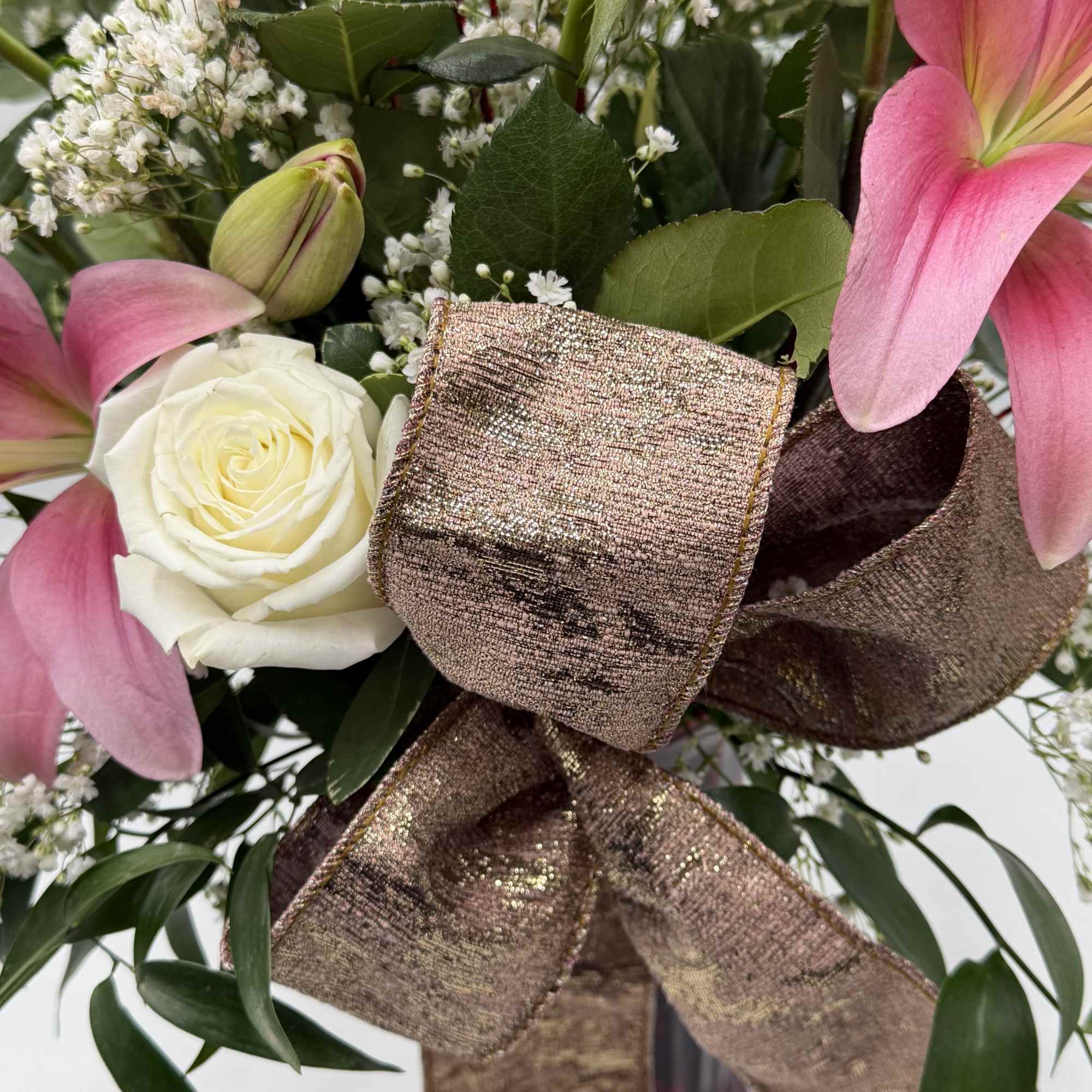 Romance meets elegance in this stunning Valentine's bouquet of red, blush &amp;