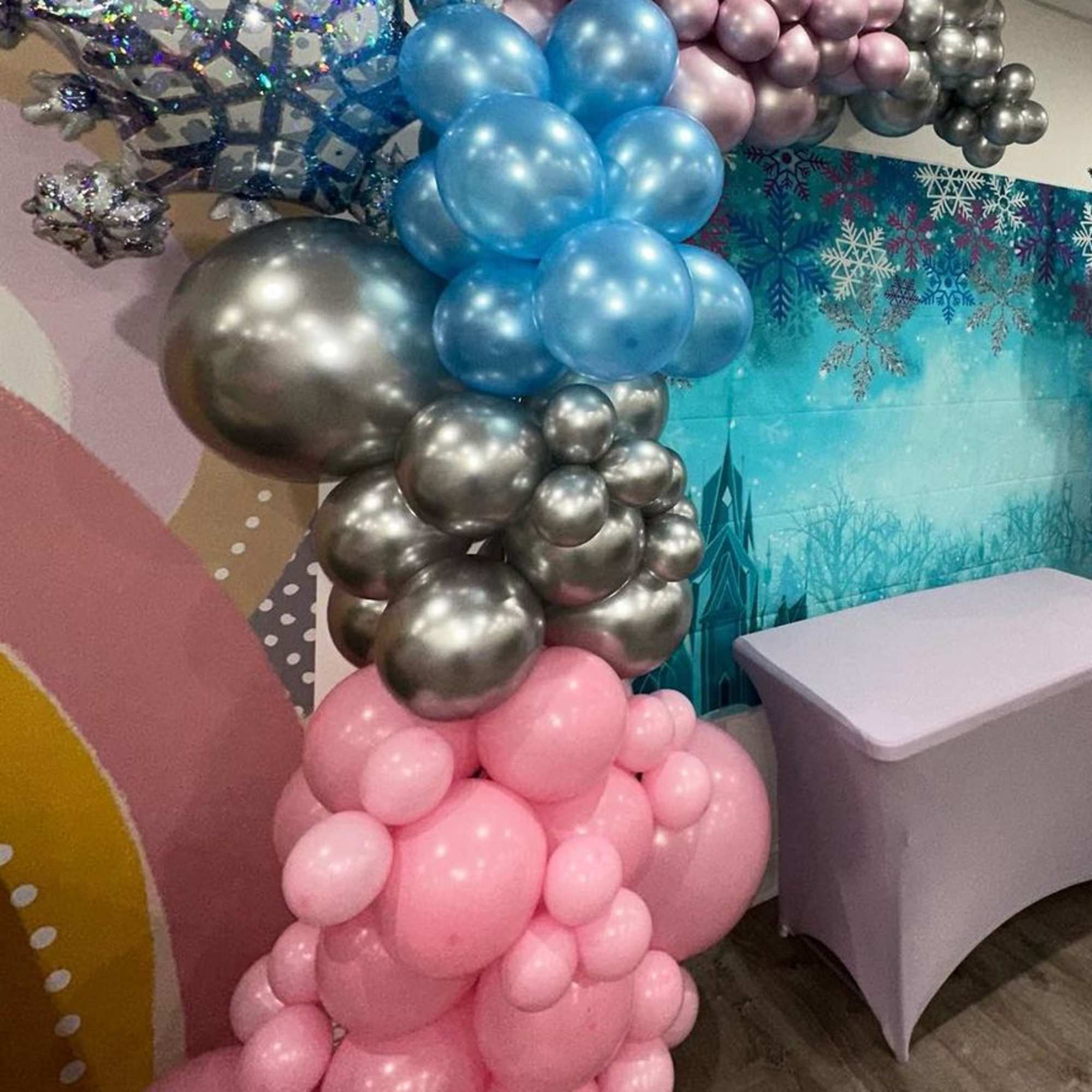 6 foot collum of colorful globes, perfect for any celebration.