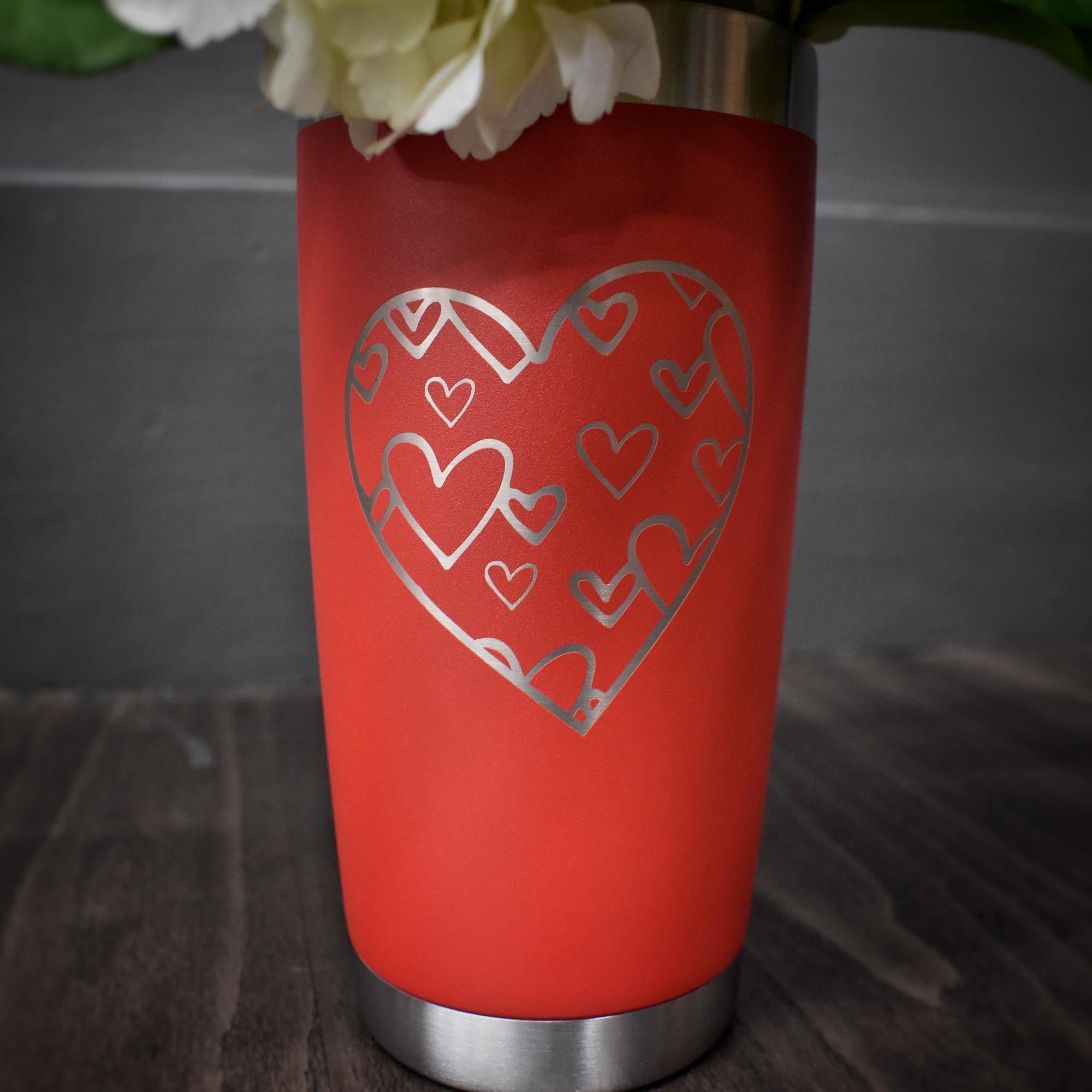 What's better than valentine flowers and a thermal coffee mug together? Not