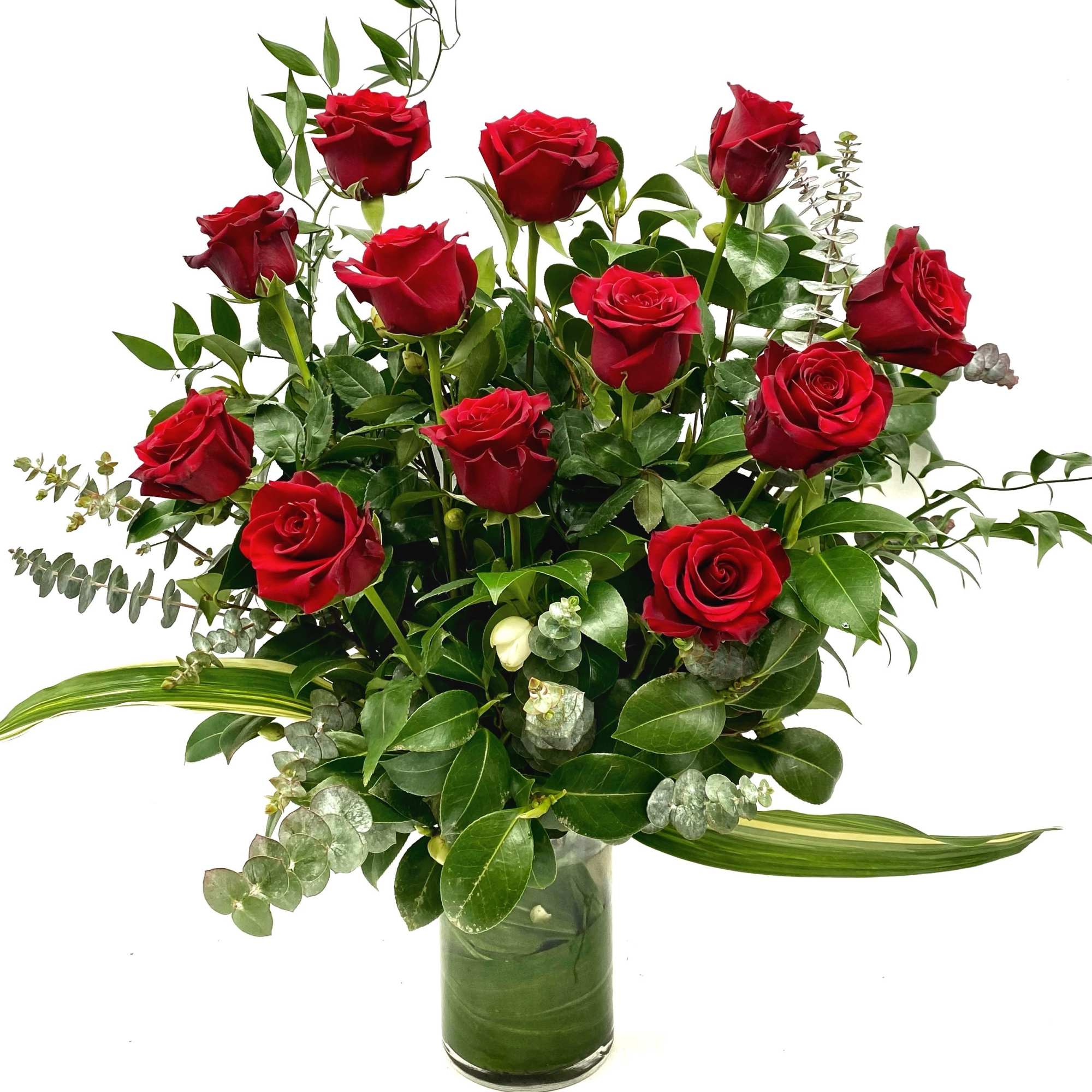 Our take on a classic arrangement of beautiful premium Red Roses. Our