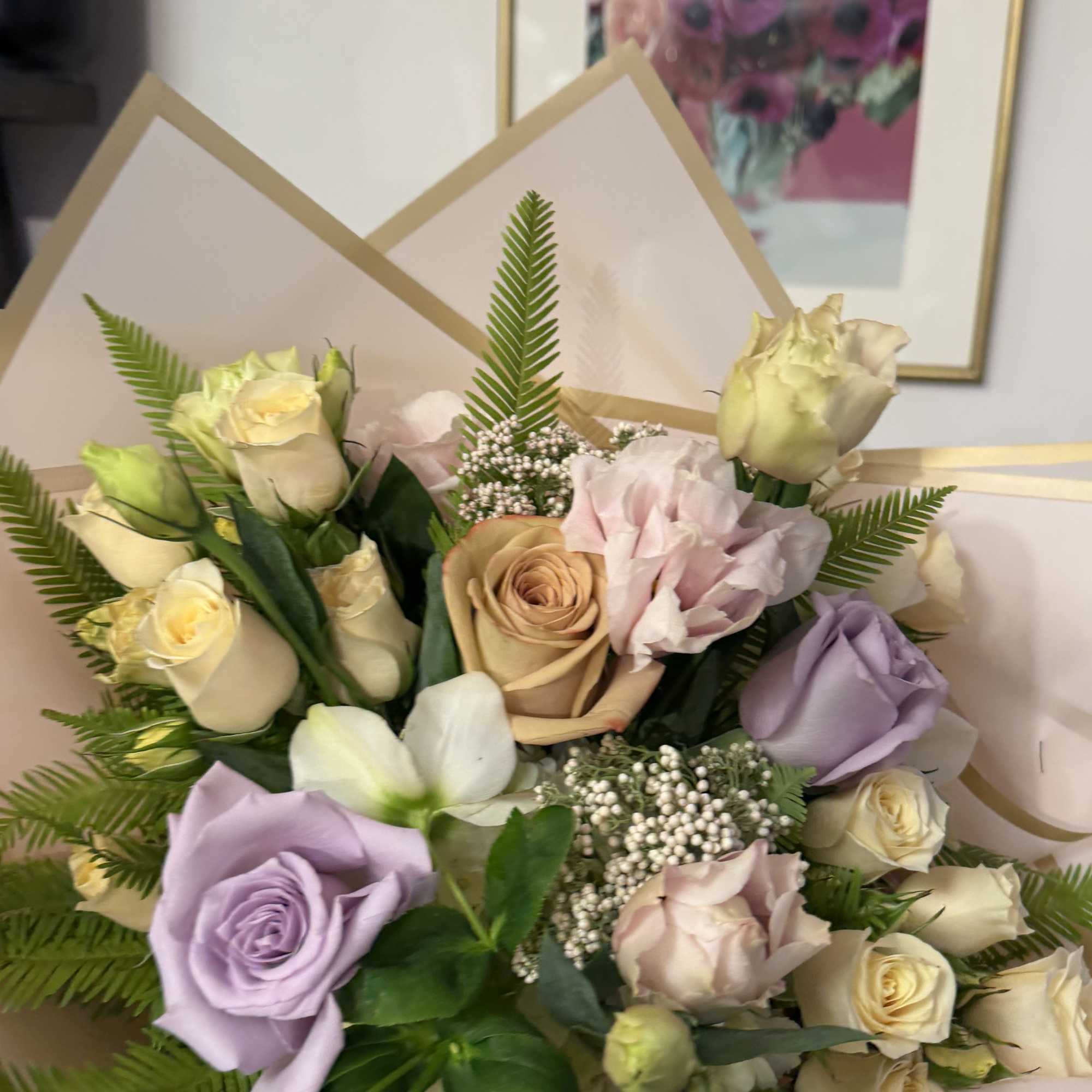 a mix of flowers with a beautiful paper clip, you can tell