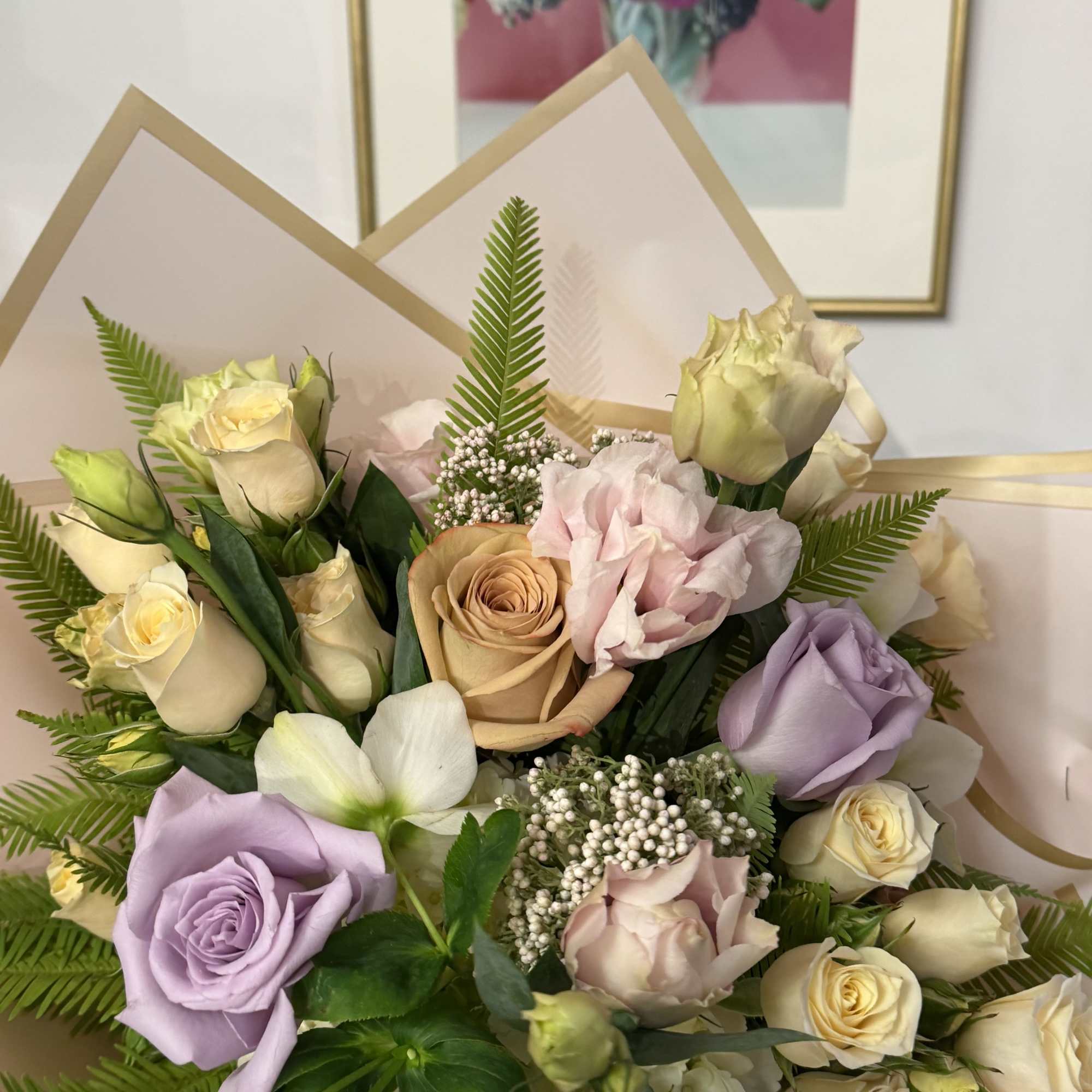 a mix of flowers with a beautiful paper clip, you can tell