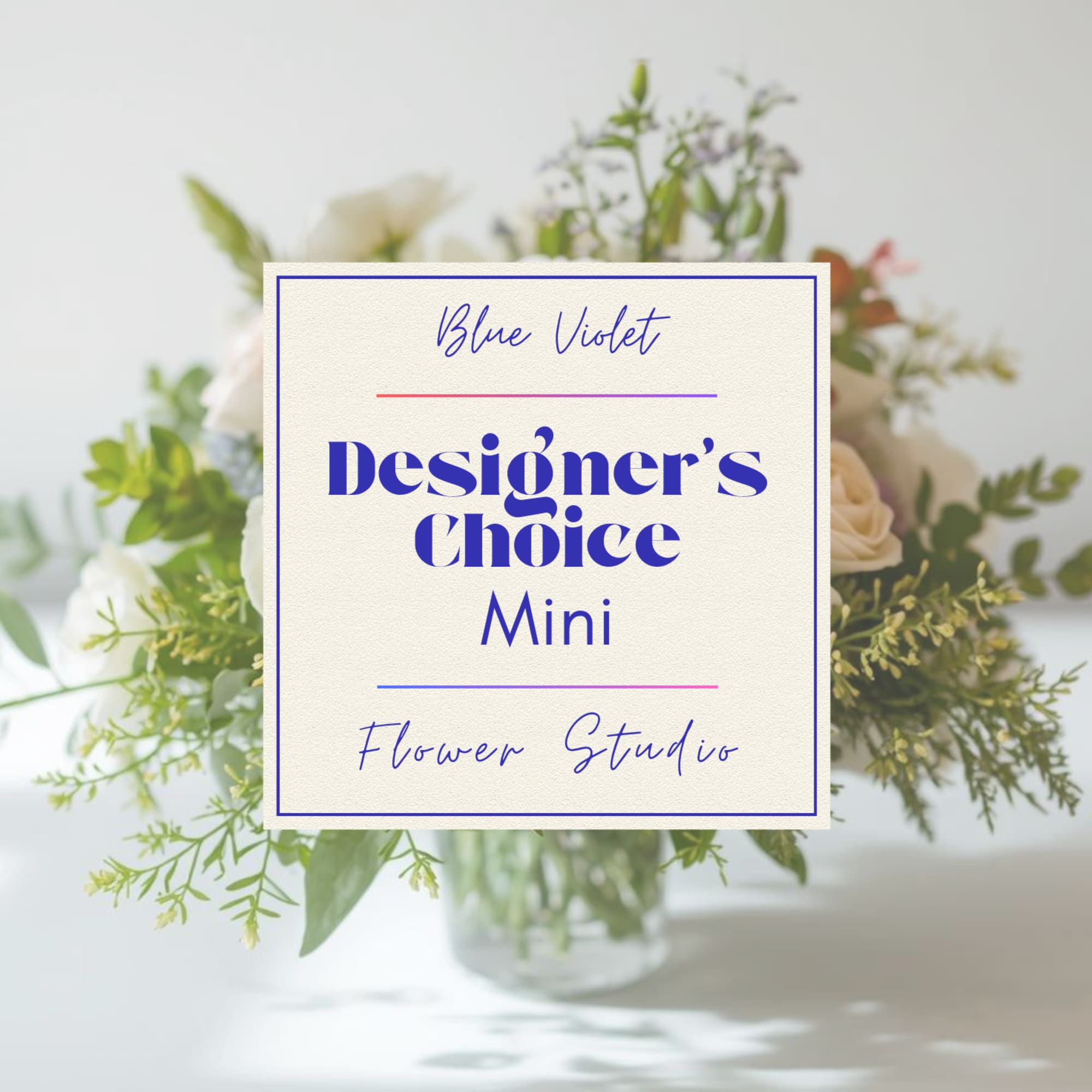 A thoughtfully designed mini arrangement created with fresh, seasonal blooms in a
