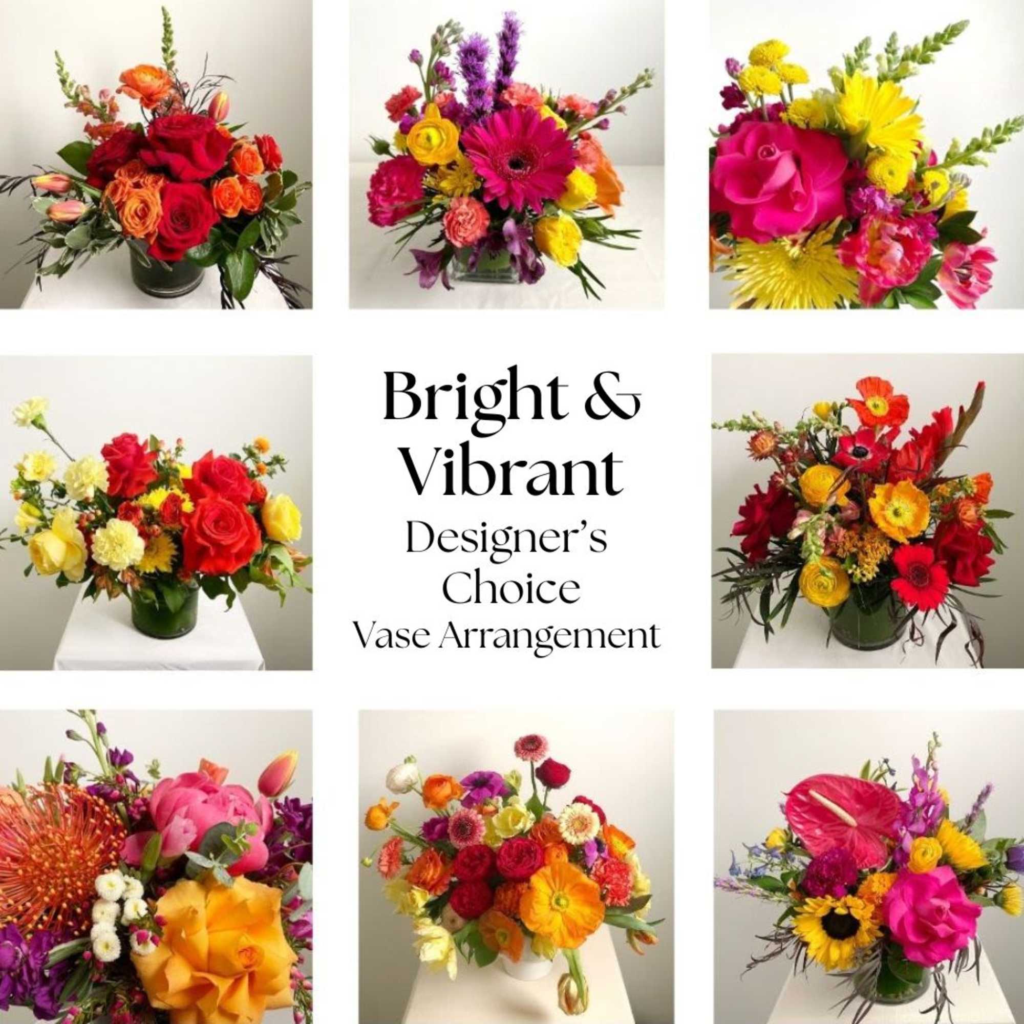 Trust us to create a unique bright and vibrant vase arrangement. We