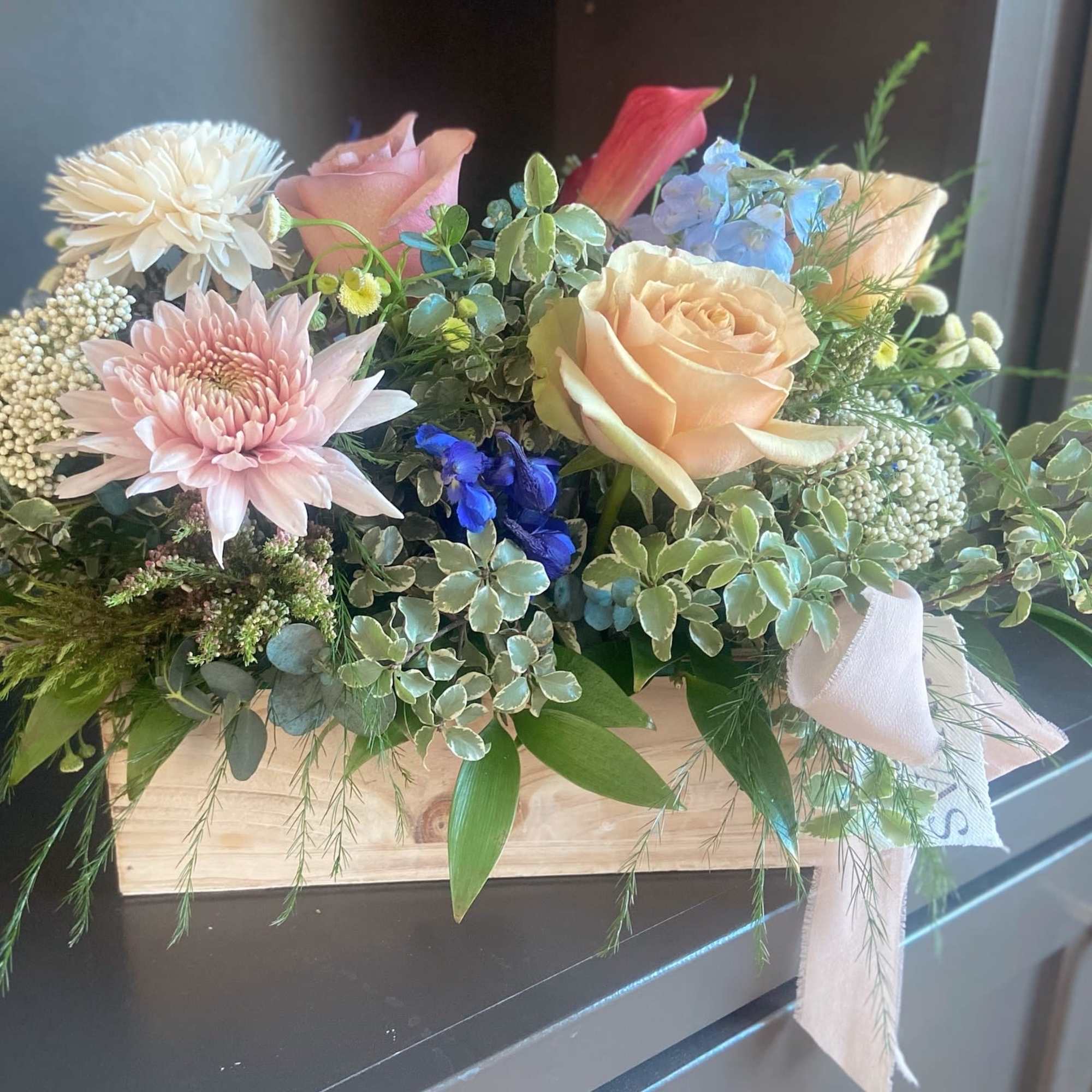 Florist-designed mix using the season&rsquo;s best blooms, colors and textures. A mixed