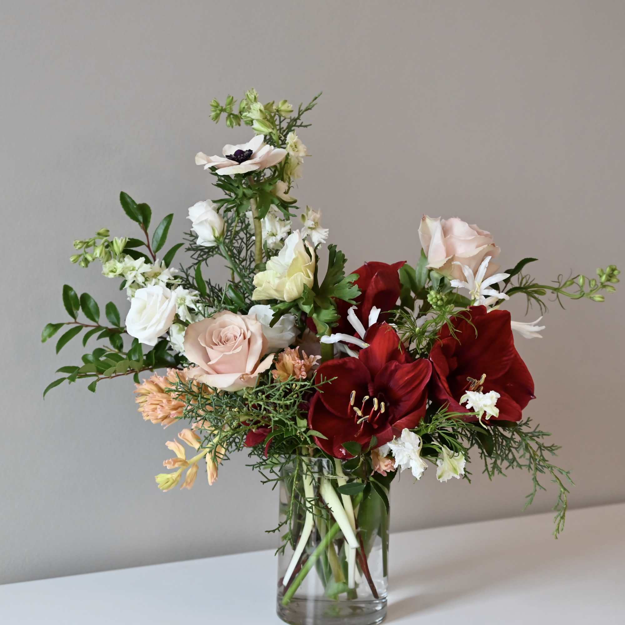 Receive fresh flowers arranged in a glass vase each week for three