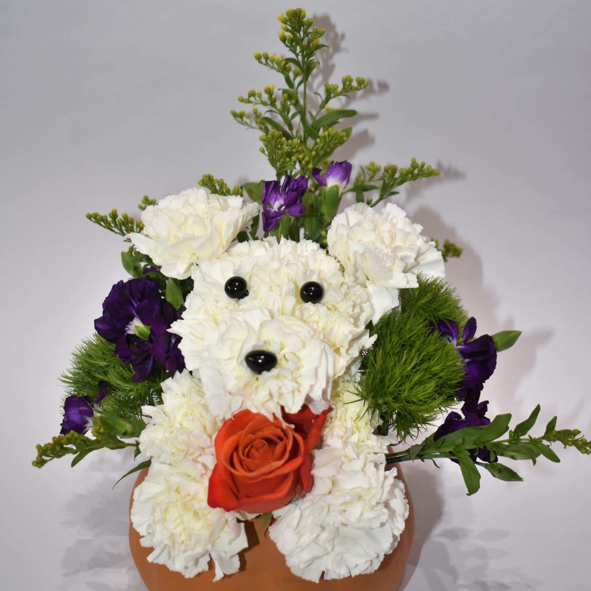 EXCLUSIVE Our fall flower pup is a true delight. Crafted from white
