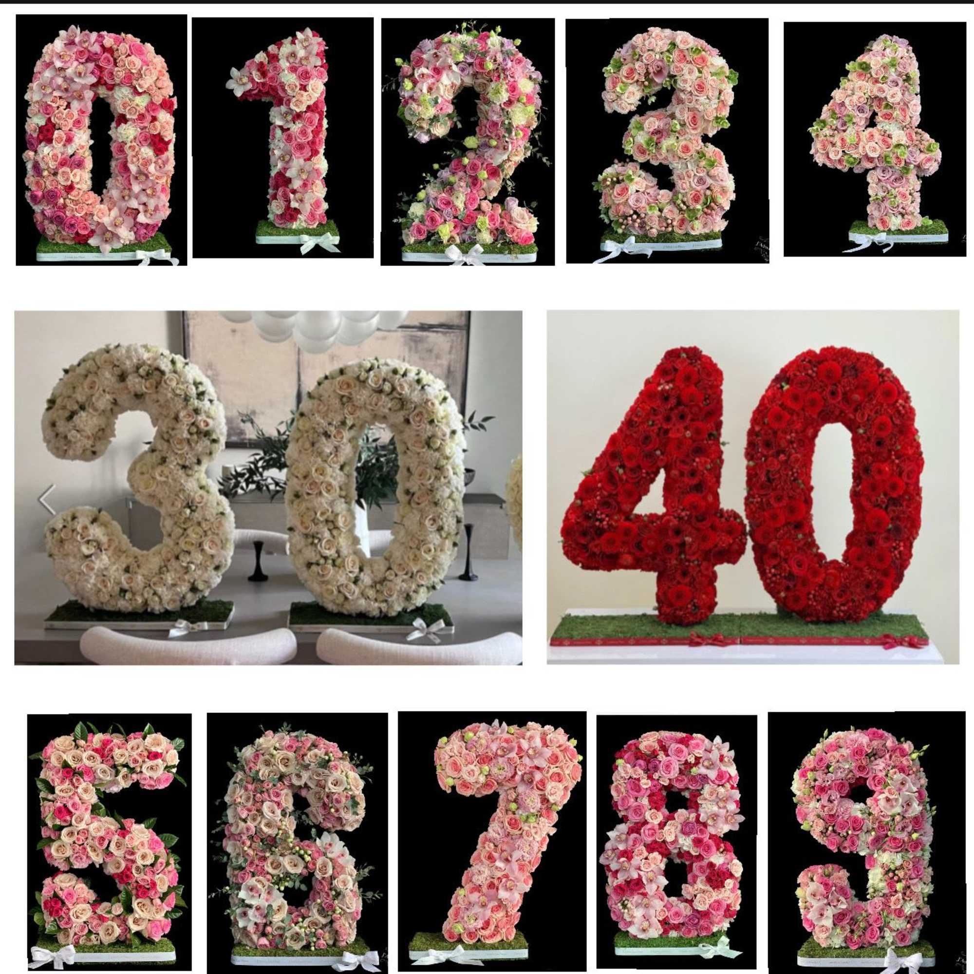 30 inch standing floral number 

NOTE. Let  us know on the