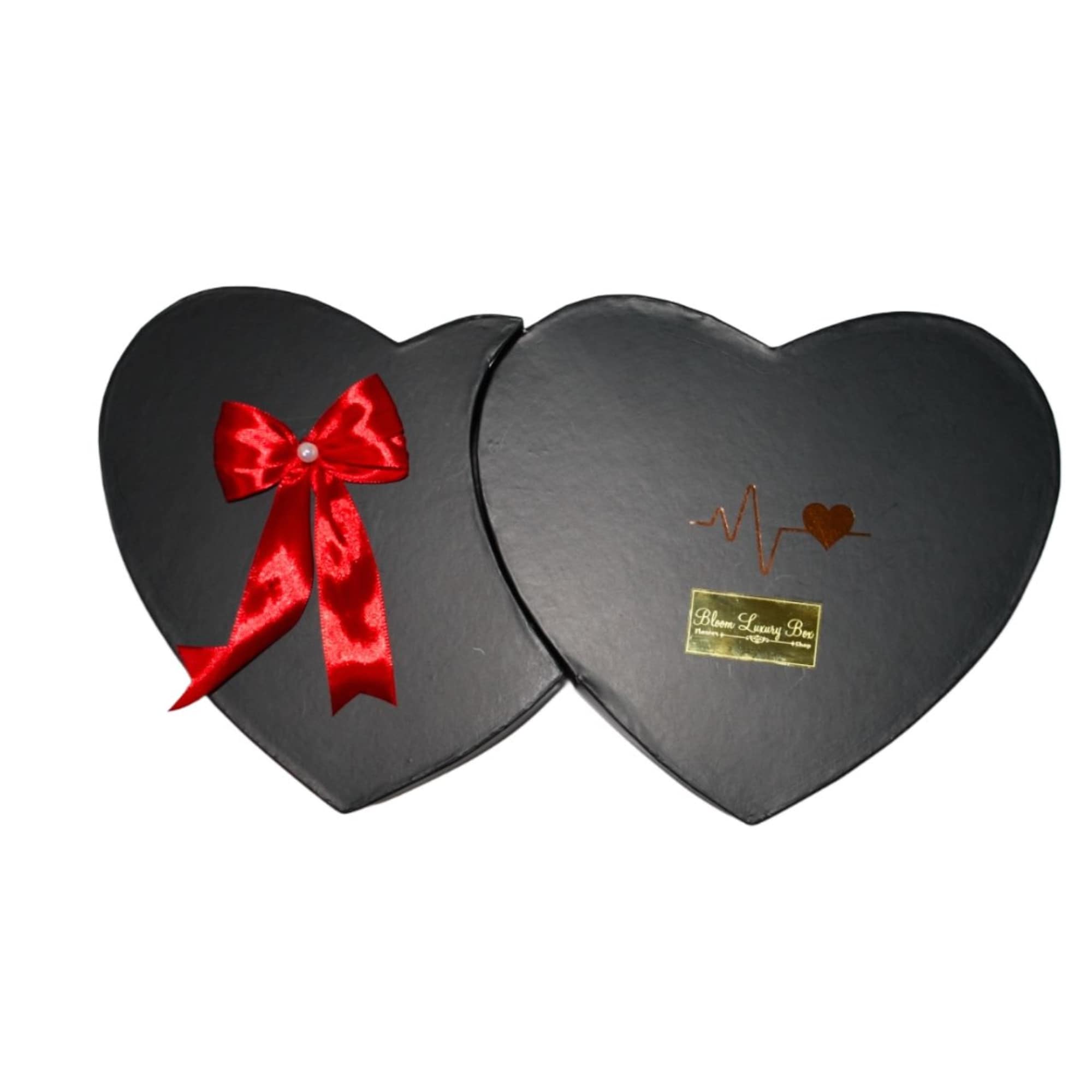 Heart box. Ferrero richer chocolate and red roses 