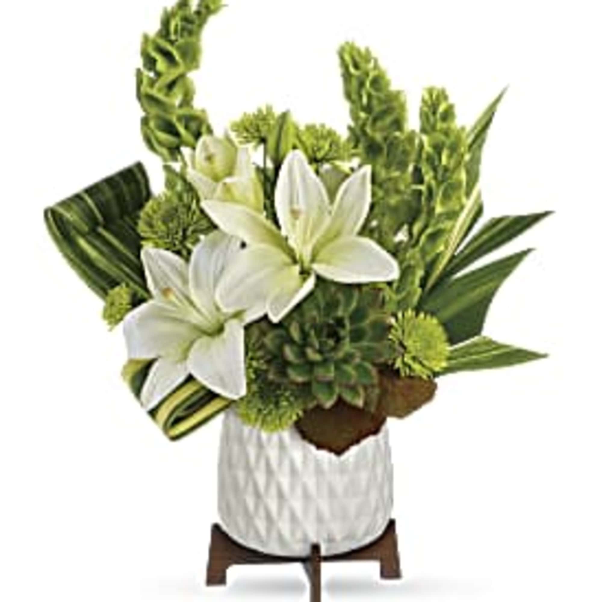 Celebrate with style! Presented in a mid-century ceramic planter with unique geometric