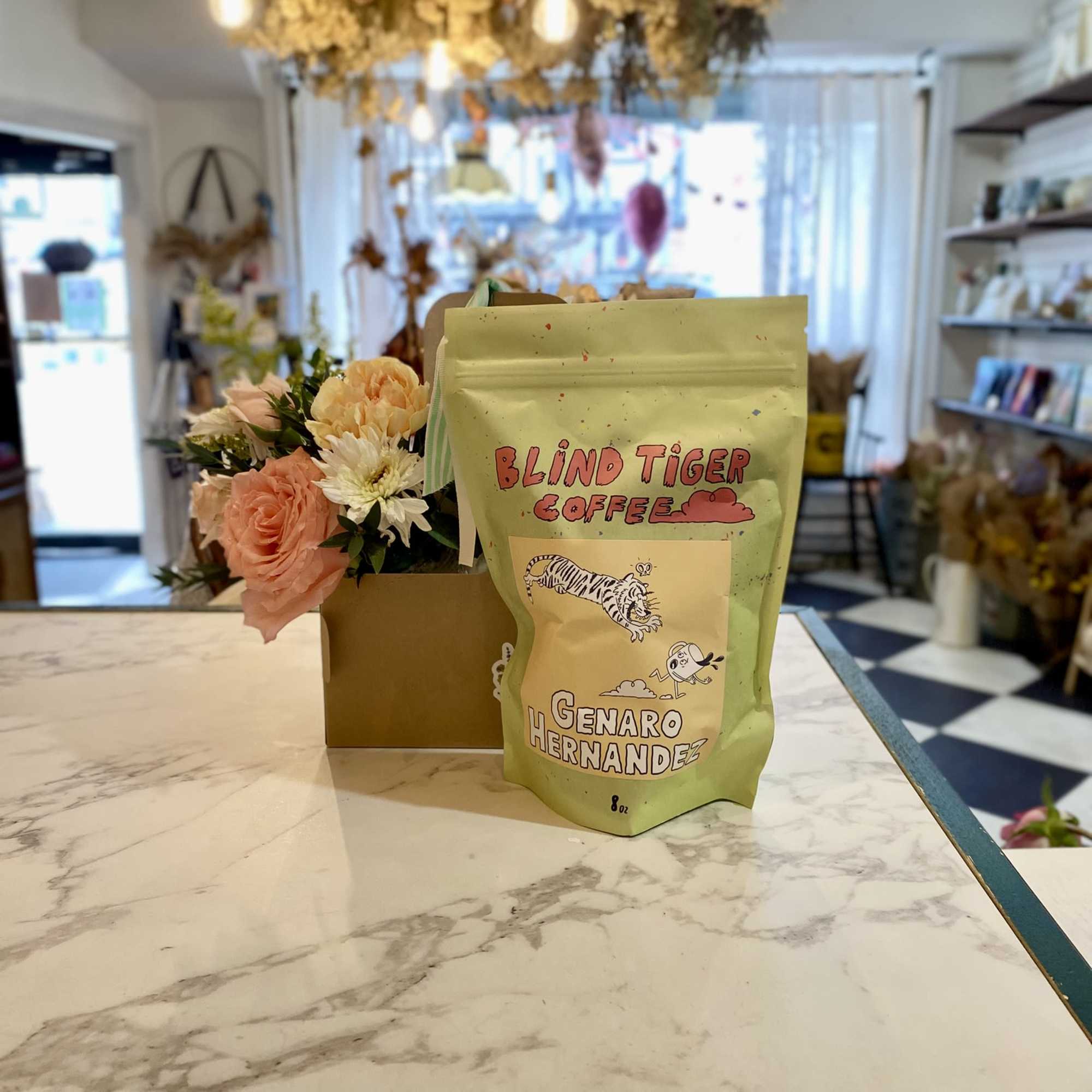 Flower arrangement and Coffee set is the perfect gift for any occasion!