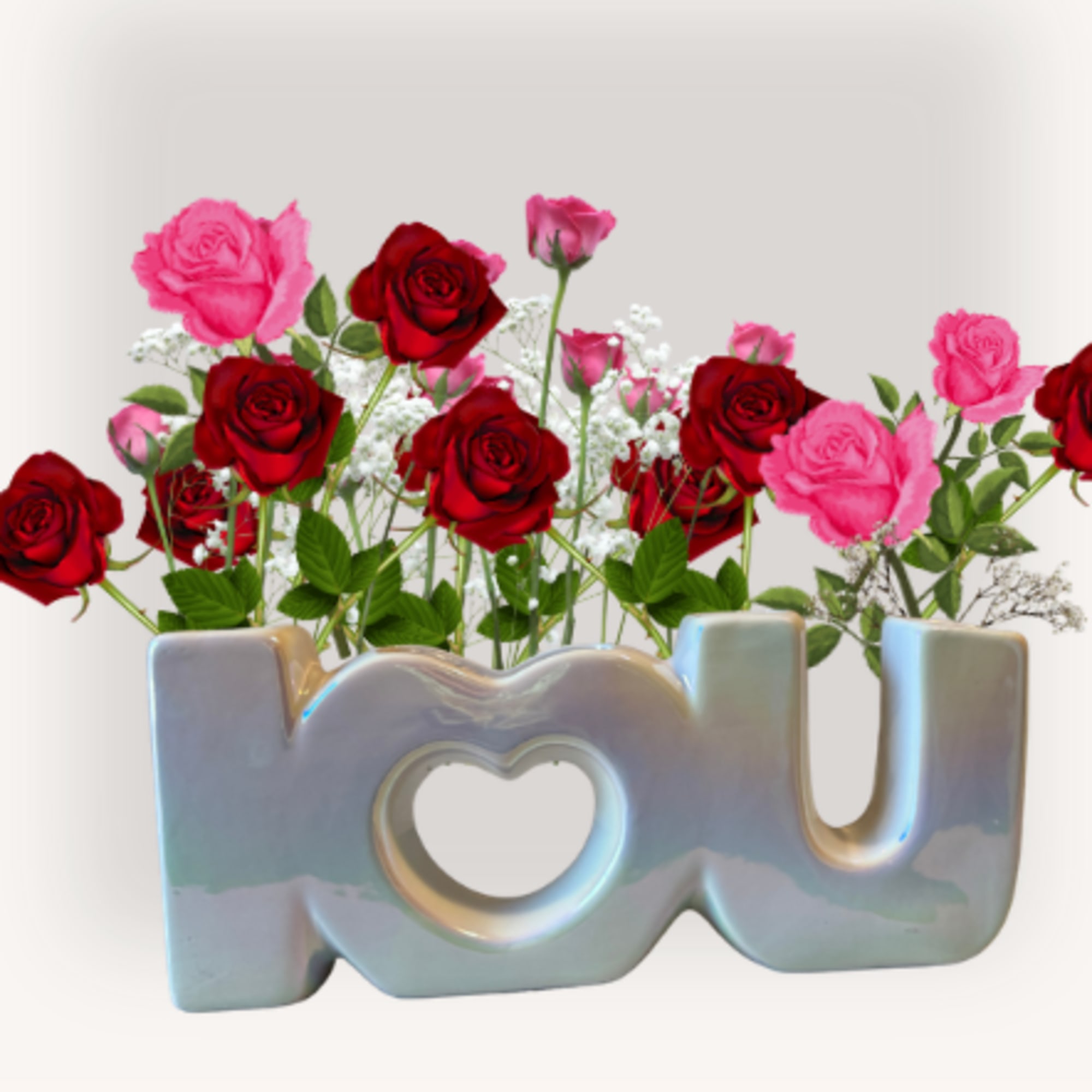 I Heart U &ndash; Glass Vase Arrangement

Playful, charming, and full of heart