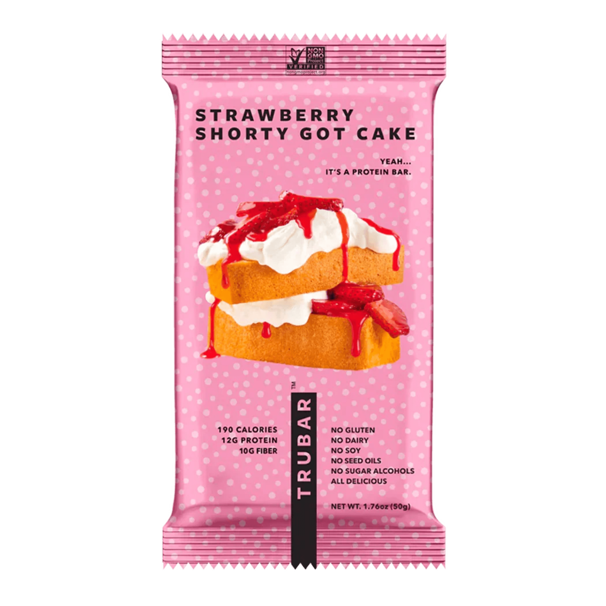 The TRUBAR Strawberry Shorty Got Cake strawberry cake protein bar is a