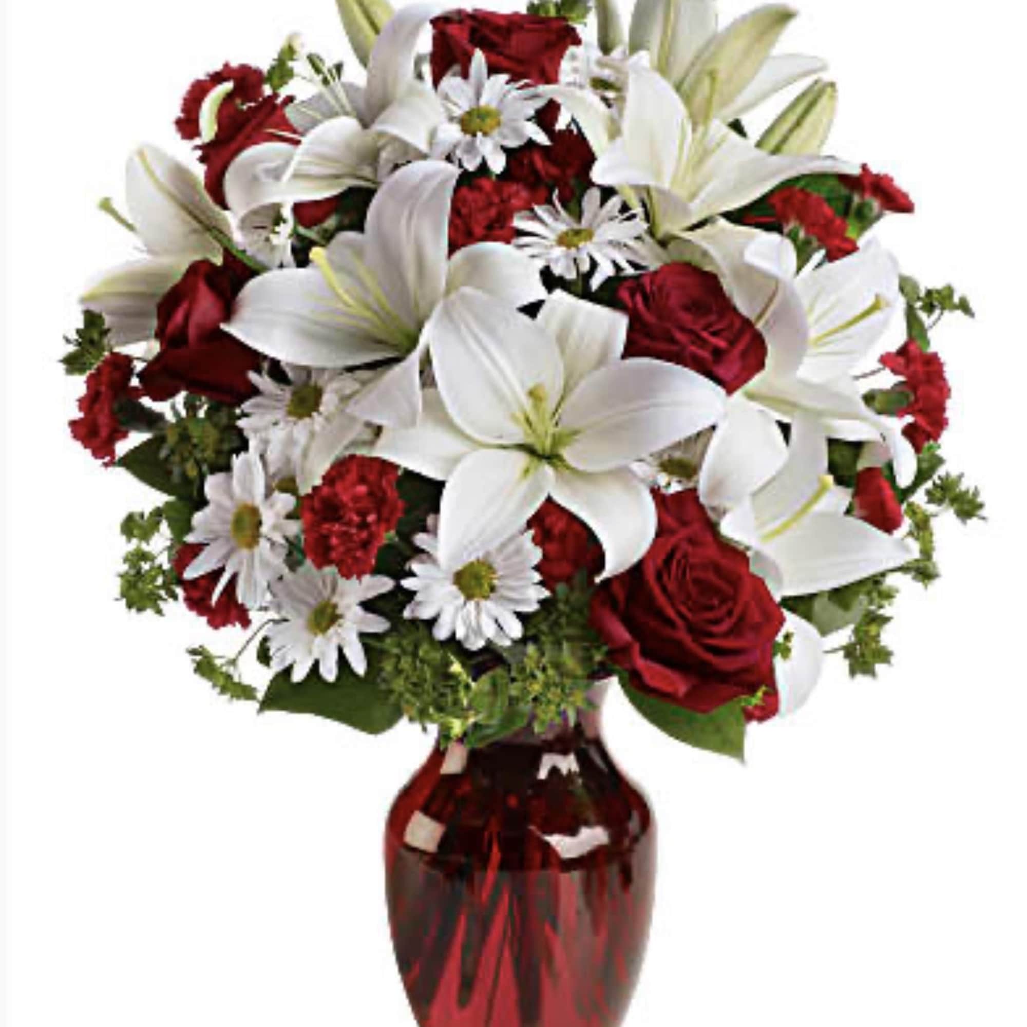 Add some romance with this rich arrangement of luxurious flowers in classic