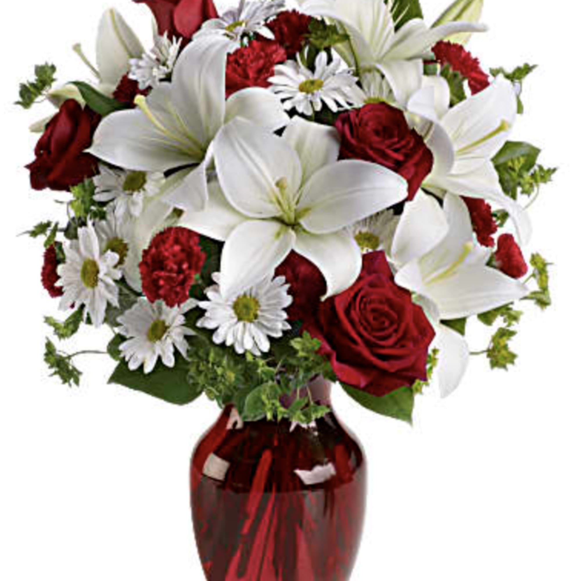 Add some romance with this rich arrangement of luxurious flowers in classic