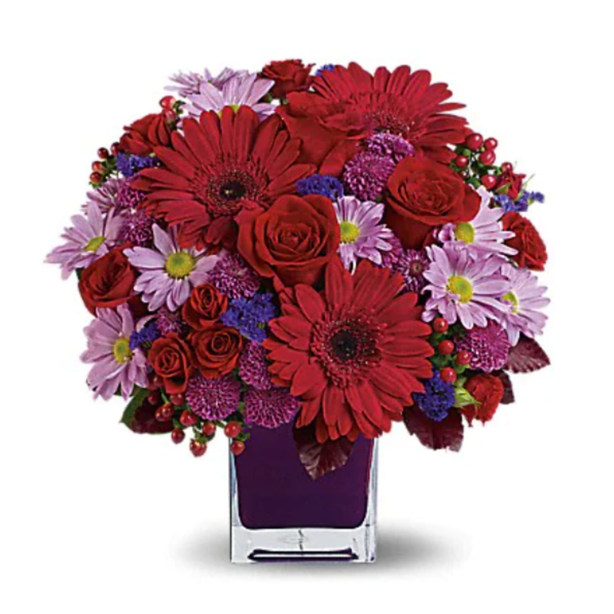 The only crying that this plum party arrangement might inspire are tears