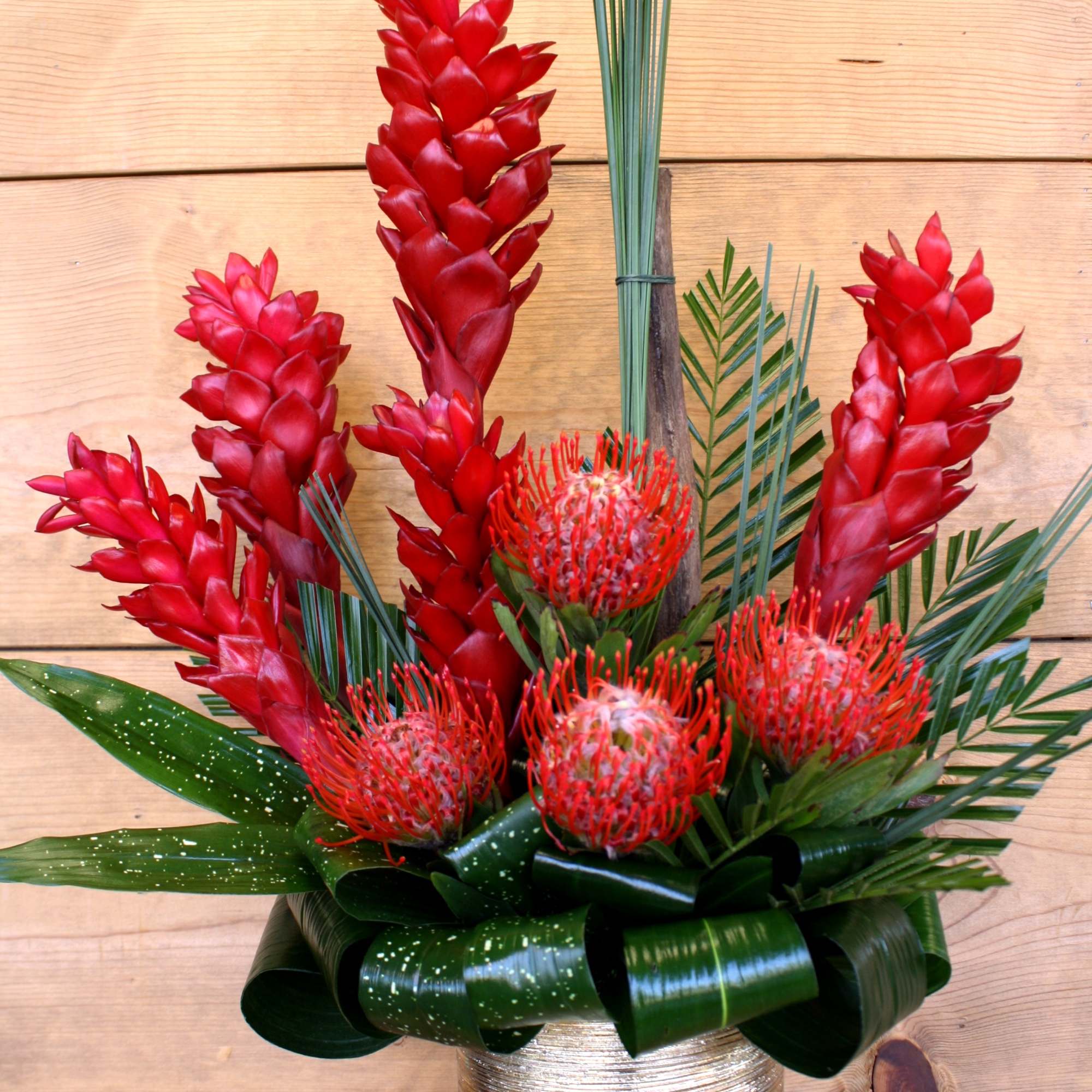 Valentine's Day 2019 Collection, a stunning gold vase filled with red lush