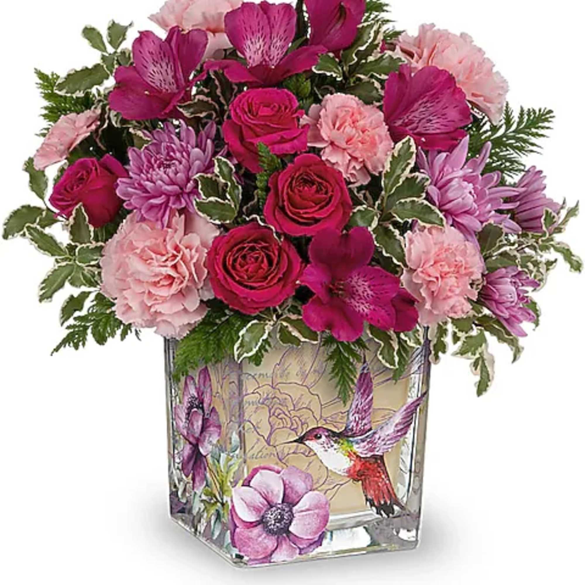 Inspired by a vintage flea market find, this charming glass cube is