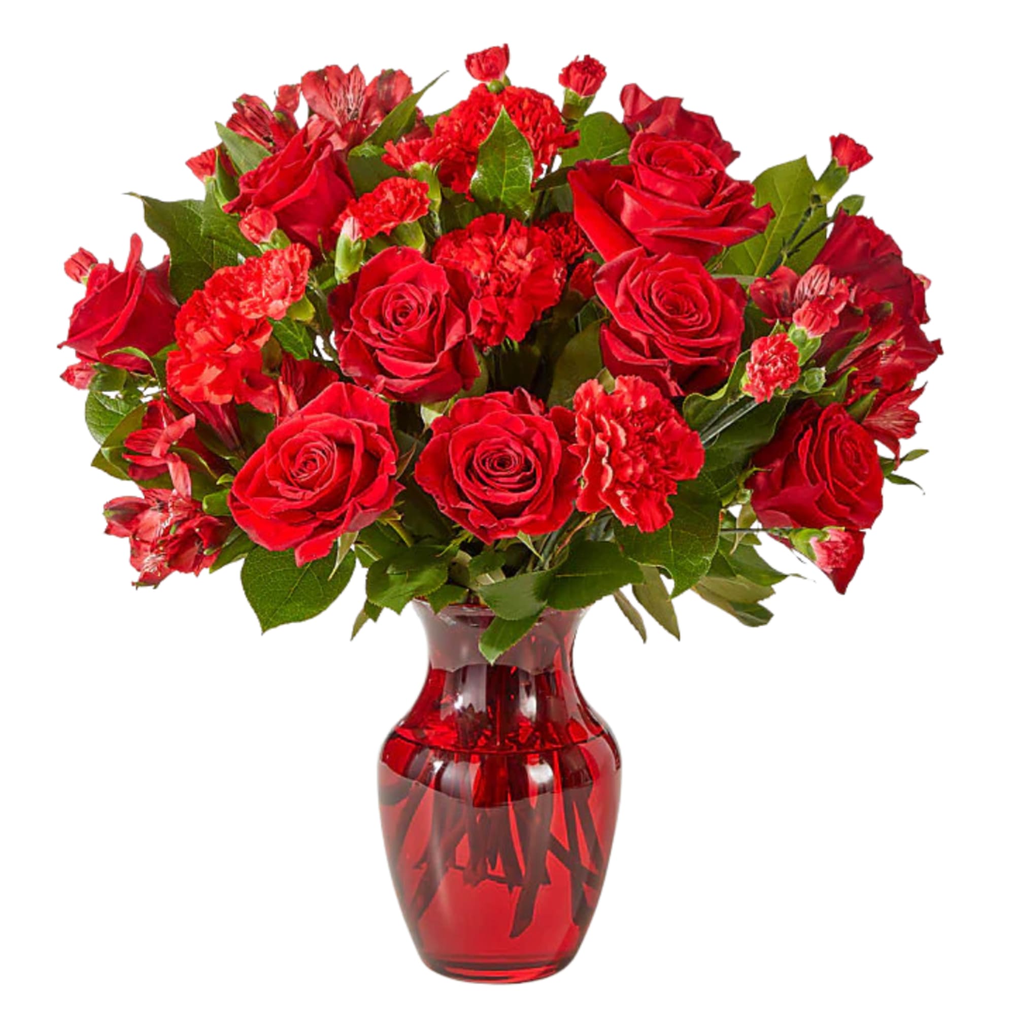 Filled with a stunning array of vibrant blooms, this lush, romantic arrangement