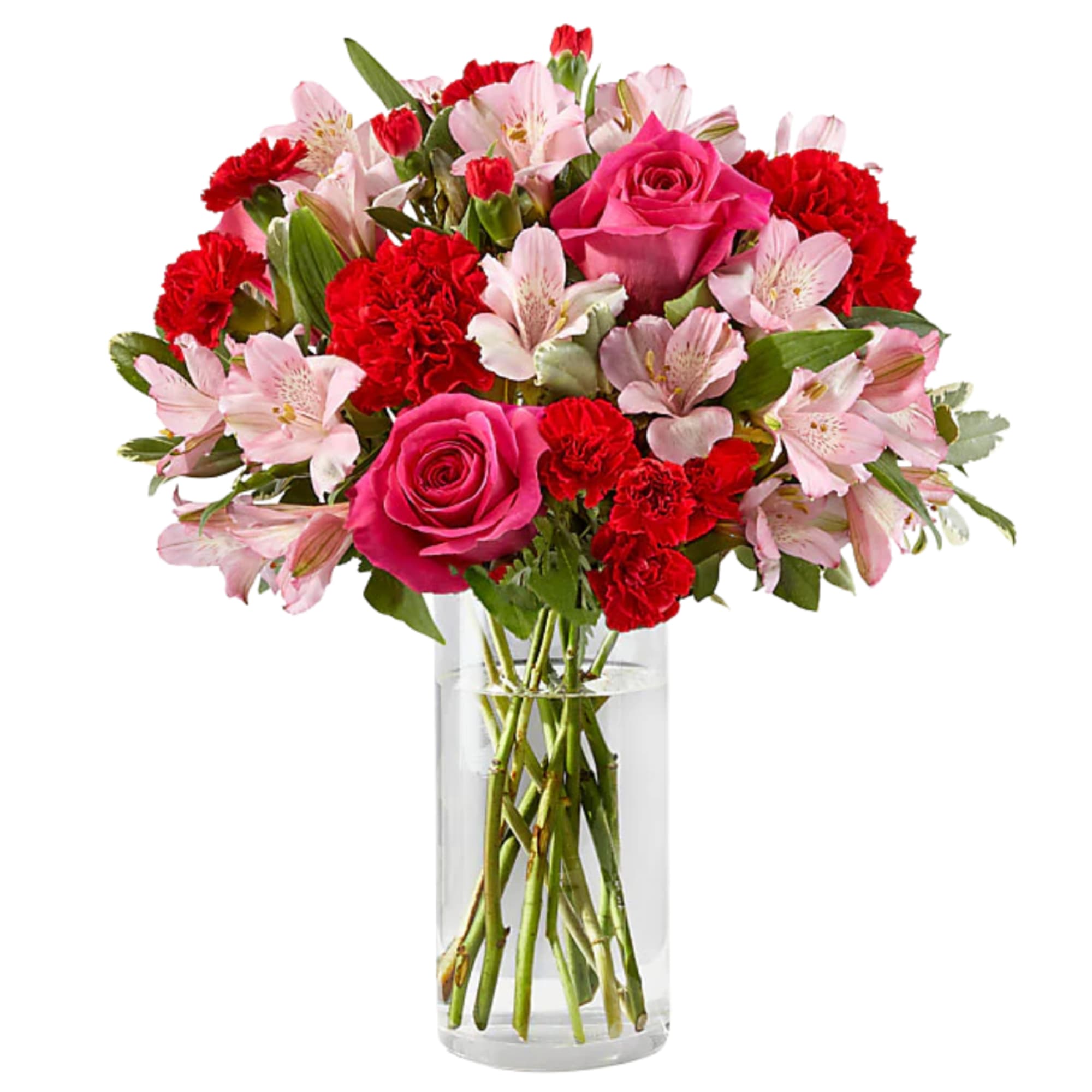 Filled with a stunning array of vibrant blooms, this lush, romantic arrangement