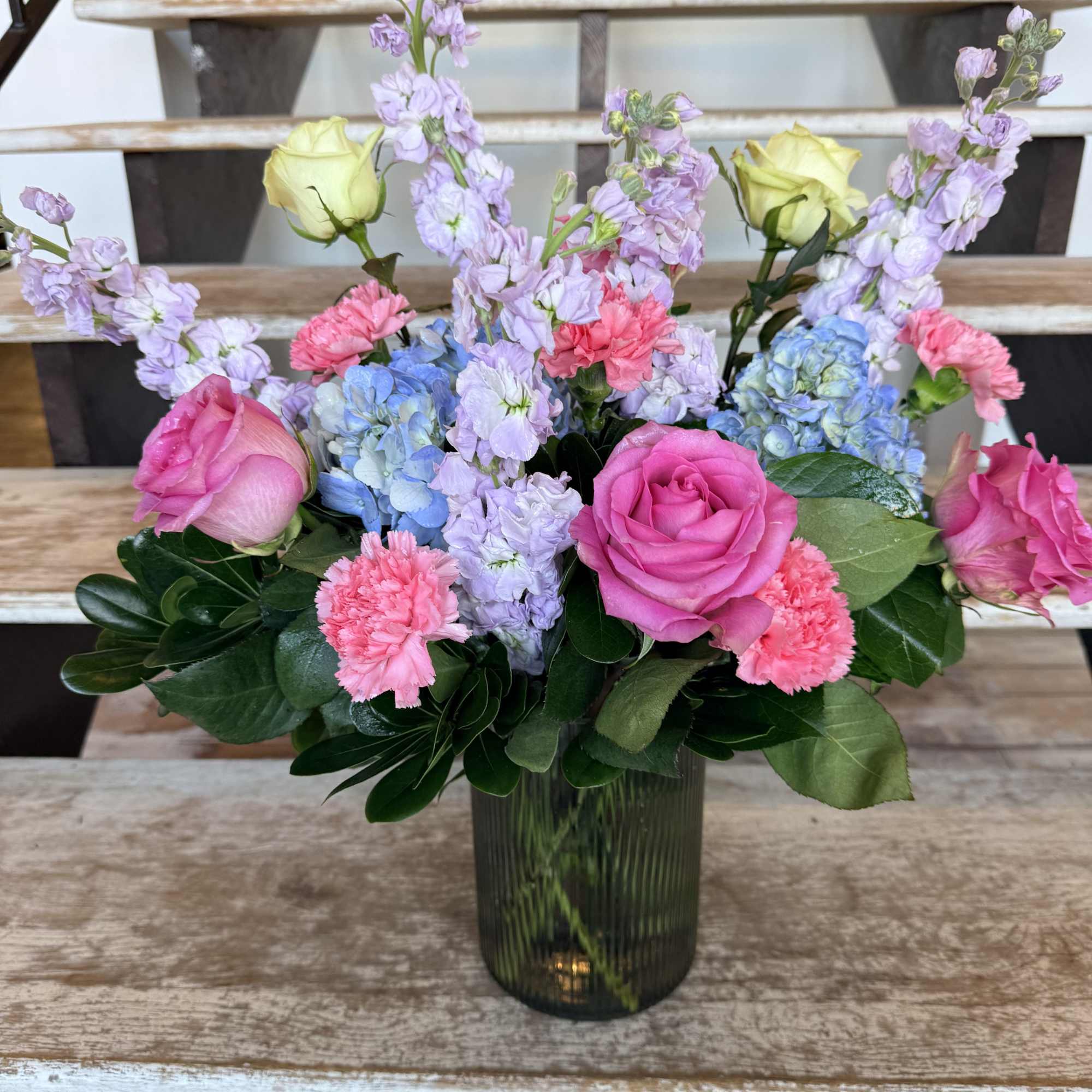 Send this beautiful dreamy, soft and luminous arrangement for any occasion. So