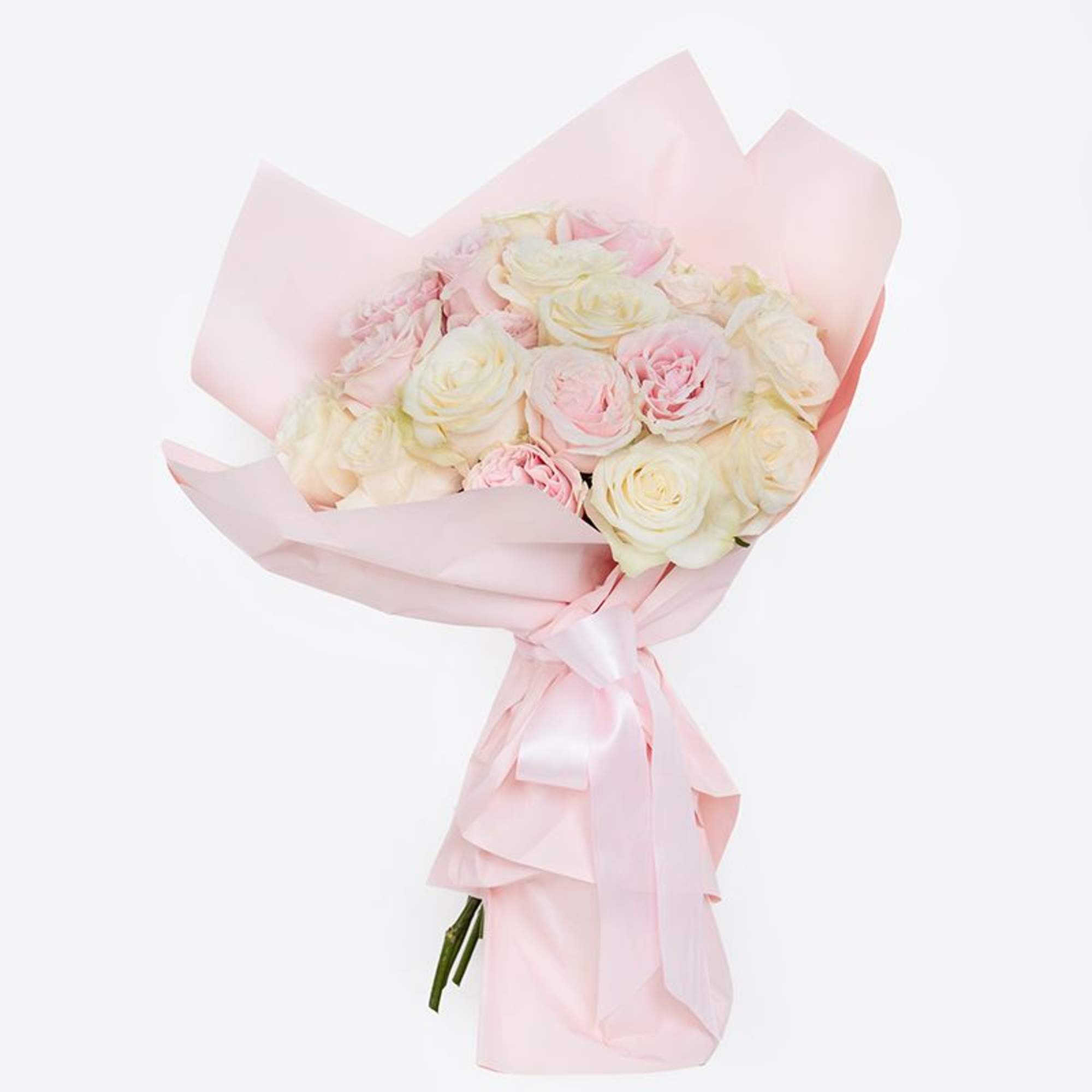 The Pink &amp; White Cloud Rose Bouquet is a romantic Valentine&rsquo;s Day