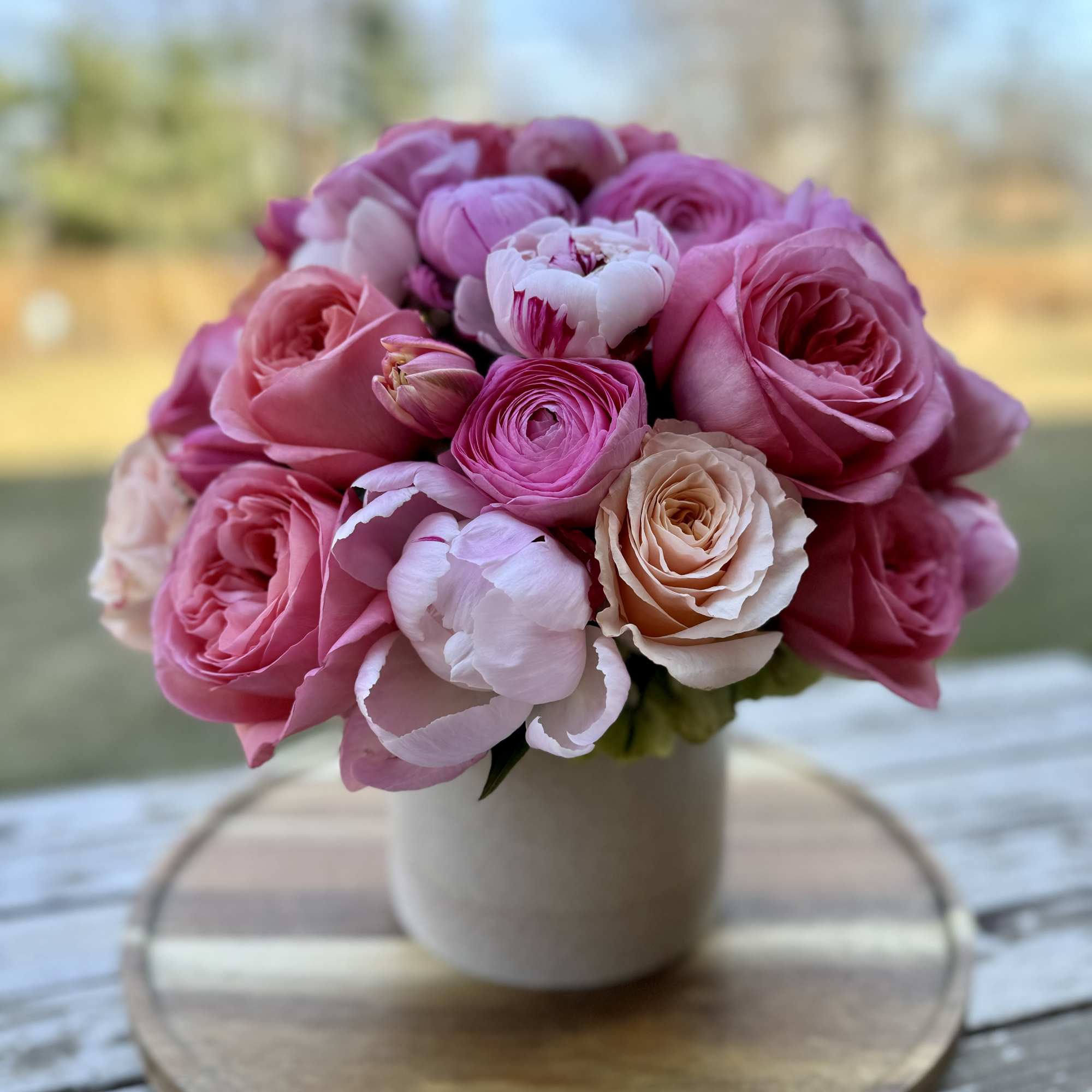 A mix of pinks with a kiss of peach. This is perfect